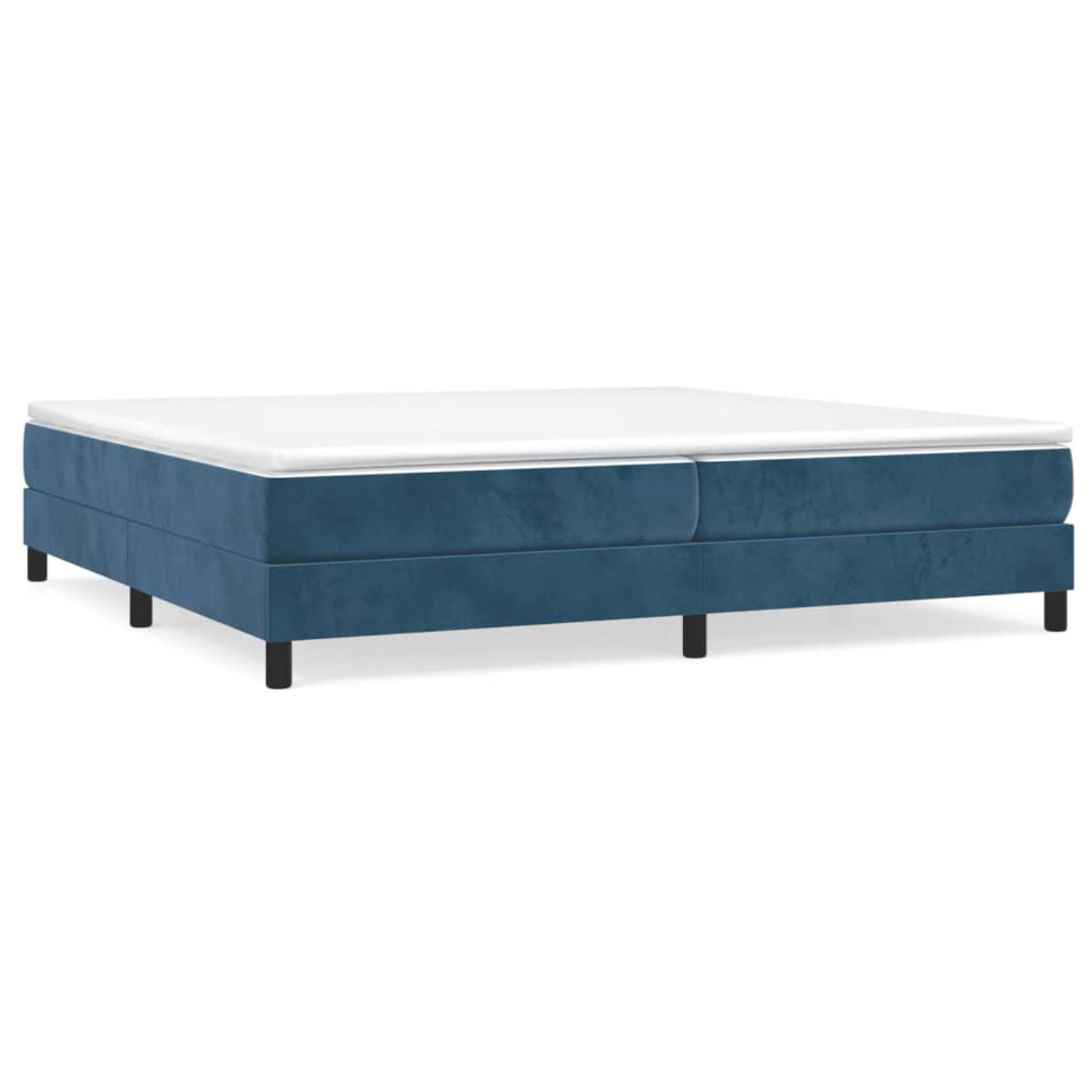 The Living Store Boxspringframe fluweel donkerblauw 200x200 cm - Bed