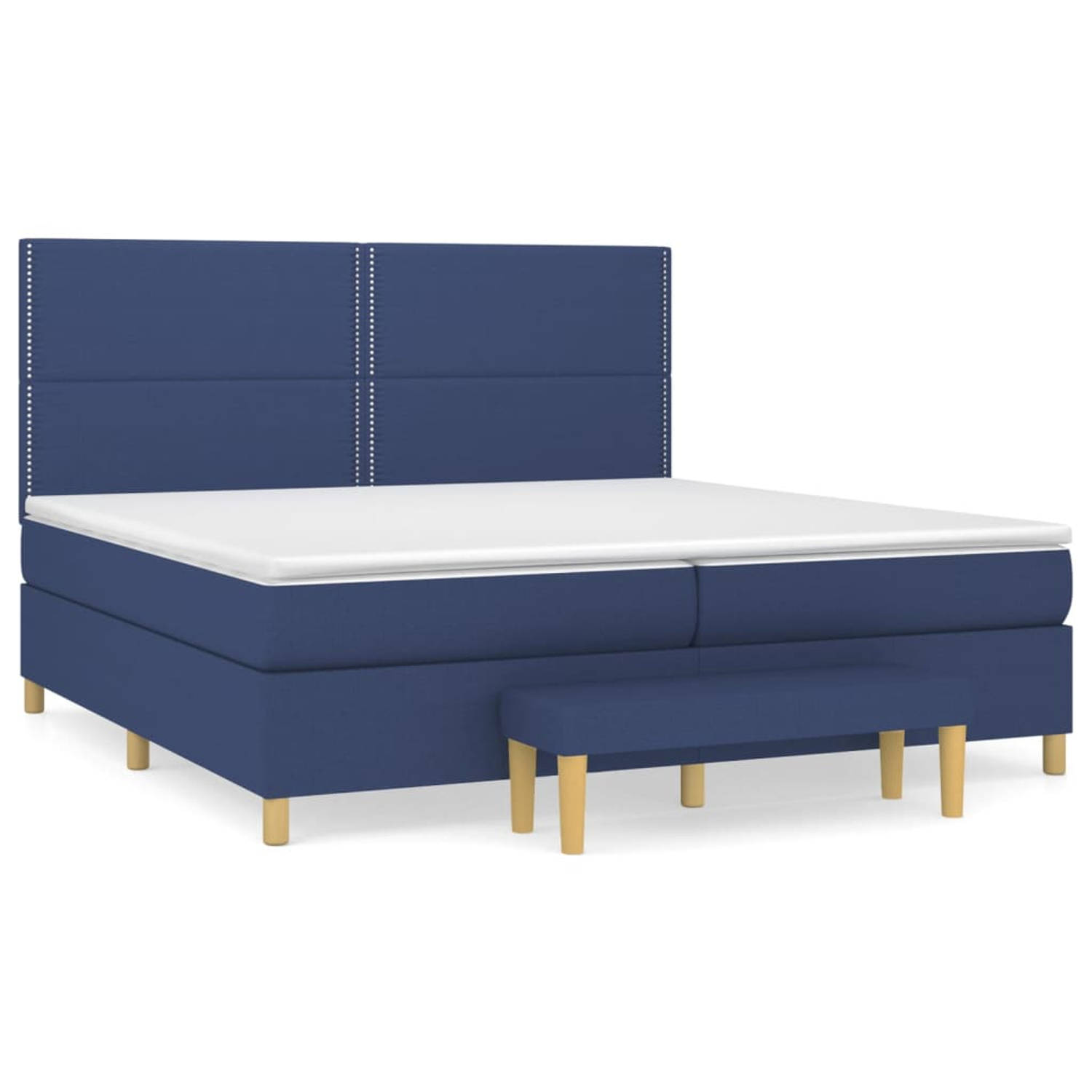 The Living Store Bed - Comfort - Boxspringbed - 203x200x118/128 cm - Blauw