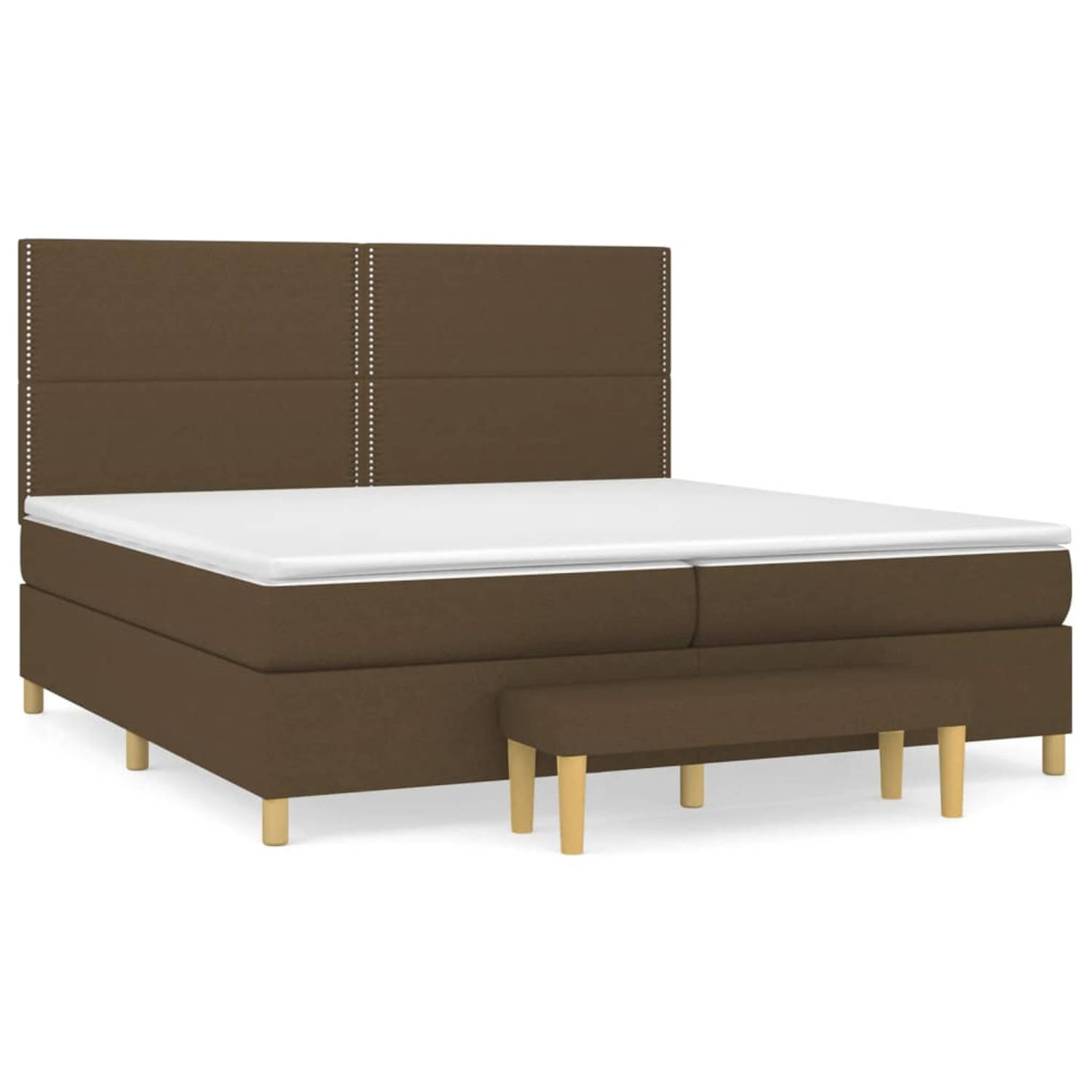 The Living Store Boxspring met matras stof donkerbruin 200x200 cm - Boxspring - Boxsprings - Pocketveringbed - Bed - Slaapmeubel - Boxspringbed - Boxspring Bed - Eenpersoonsbed - B