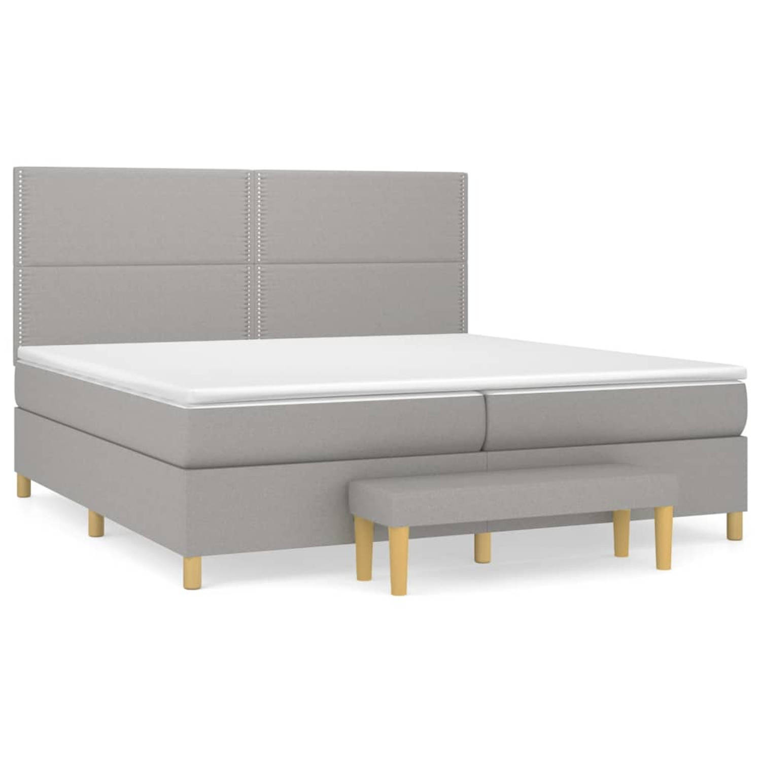 The Living Store Boxspring met matras stof lichtgrijs 200x200 cm - Boxspring - Boxsprings - Pocketveringbed - Bed - Slaapmeubel - Boxspringbed - Boxspring Bed - Eenpersoonsbed - Be