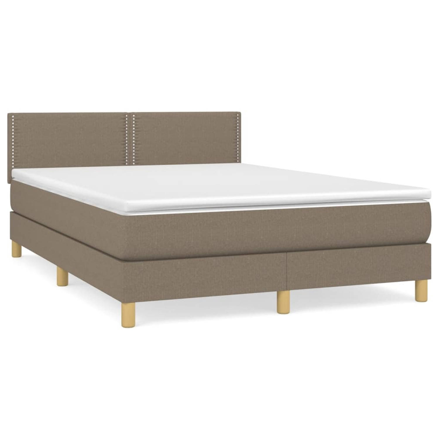 The Living Store Boxspring met matras stof taupe 140x200 cm - Boxspring - Boxsprings - Bed - Slaapmeubel - Boxspringbed - Boxspring Bed - Tweepersoonsbed - Bed Met Matras - Bedfram