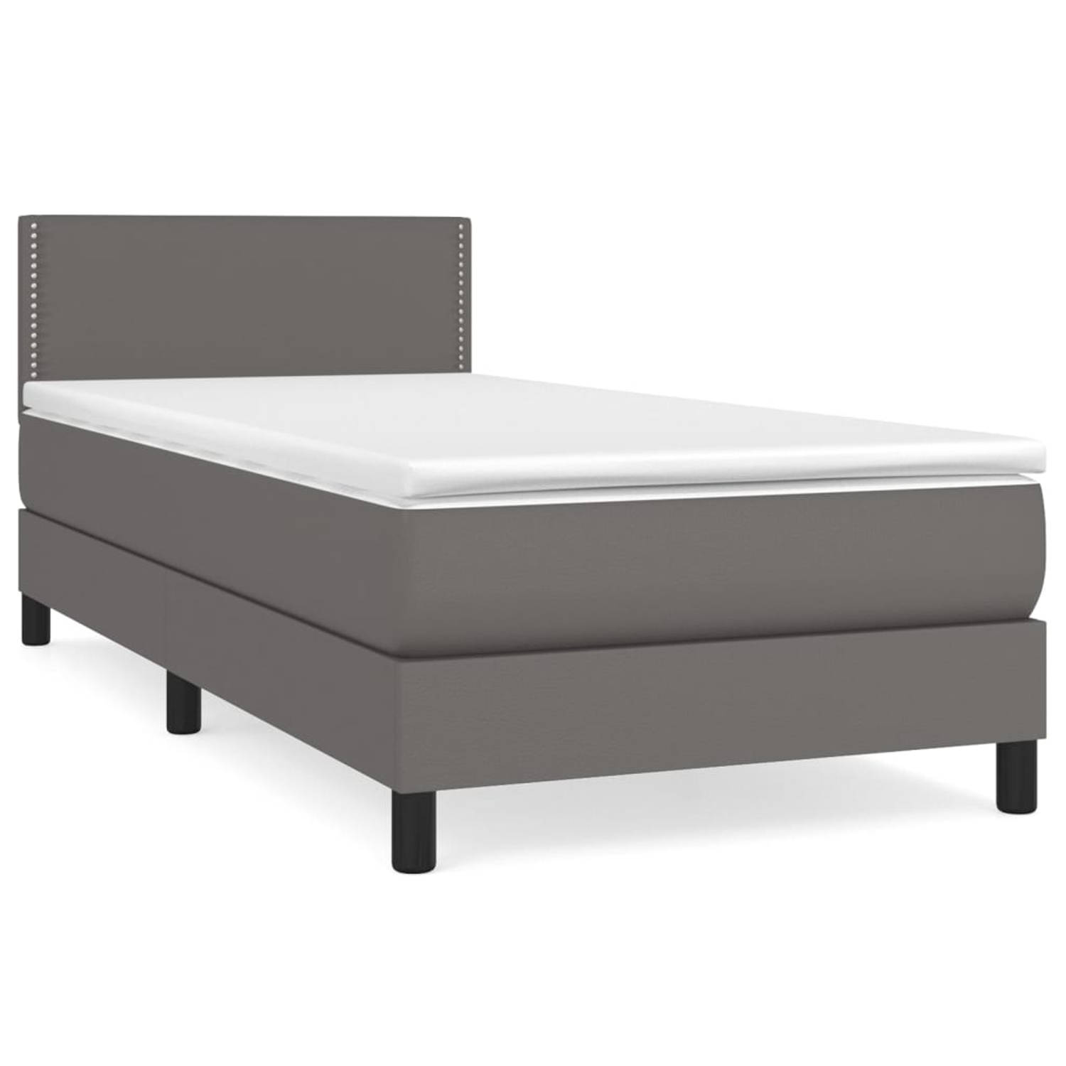 The Living Store Boxspring met matras kunstleer grijs 100x200 cm - Boxspring - Boxsprings - Bed - Slaapmeubel - Boxspringbed - Boxspring Bed - Tweepersoonsbed - Bed Met Matras - Be