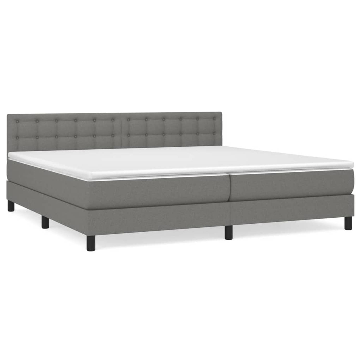 The Living Store Boxspringbed - Donkergrijs - 203 x 200 x 78/88 cm - Duurzaam - Verstelbaar hoofdbord - Pocketvering