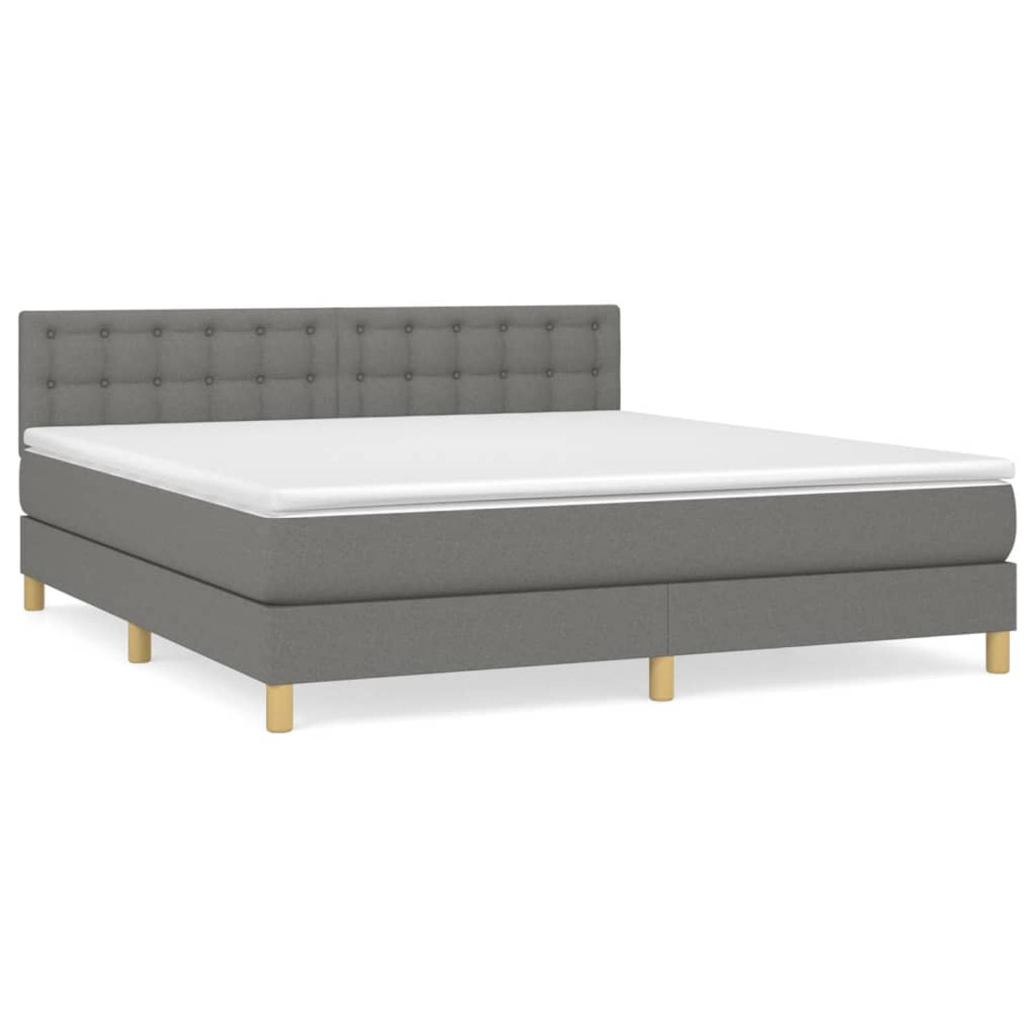 The Living Store Boxspringbed - Pocketvering - 160x200 cm - Donkergrijs