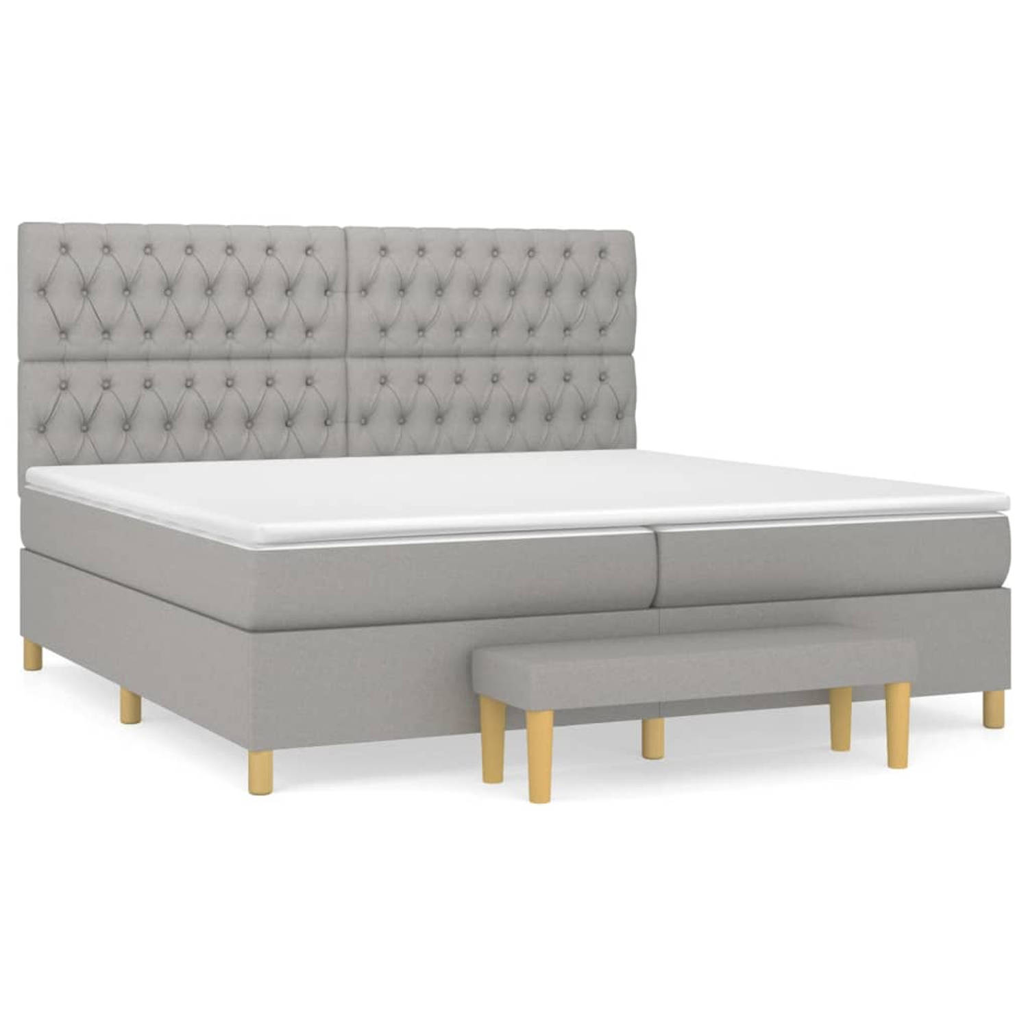 The Living Store Boxspring met matras stof lichtgrijs 200x200 cm - Boxspring - Boxsprings - Pocketveringbed - Bed - Slaapmeubel - Boxspringbed - Boxspring Bed - Eenpersoonsbed - Be