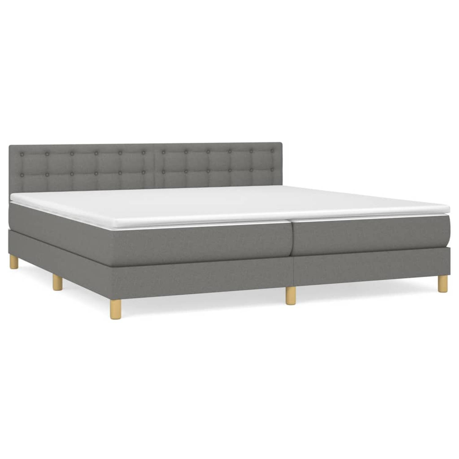 The Living Store Boxspringbed - Bed - 203 x 200 cm - Donkergrijs - Pocketvering matras - Middelharde ondersteuning -