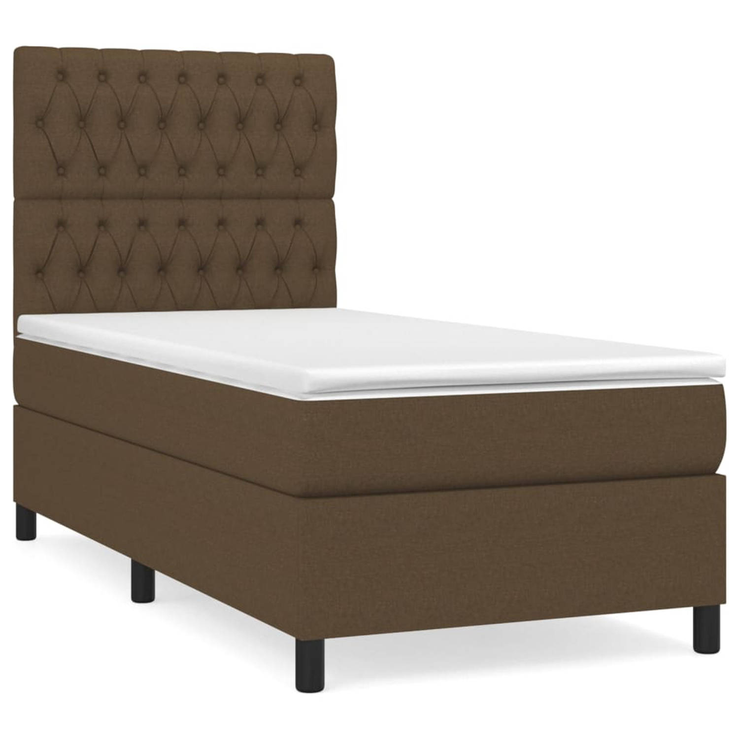 The Living Store Bed Donkerbruin Boxspring 203 x 100 x 118/128 cm - Pocketvering