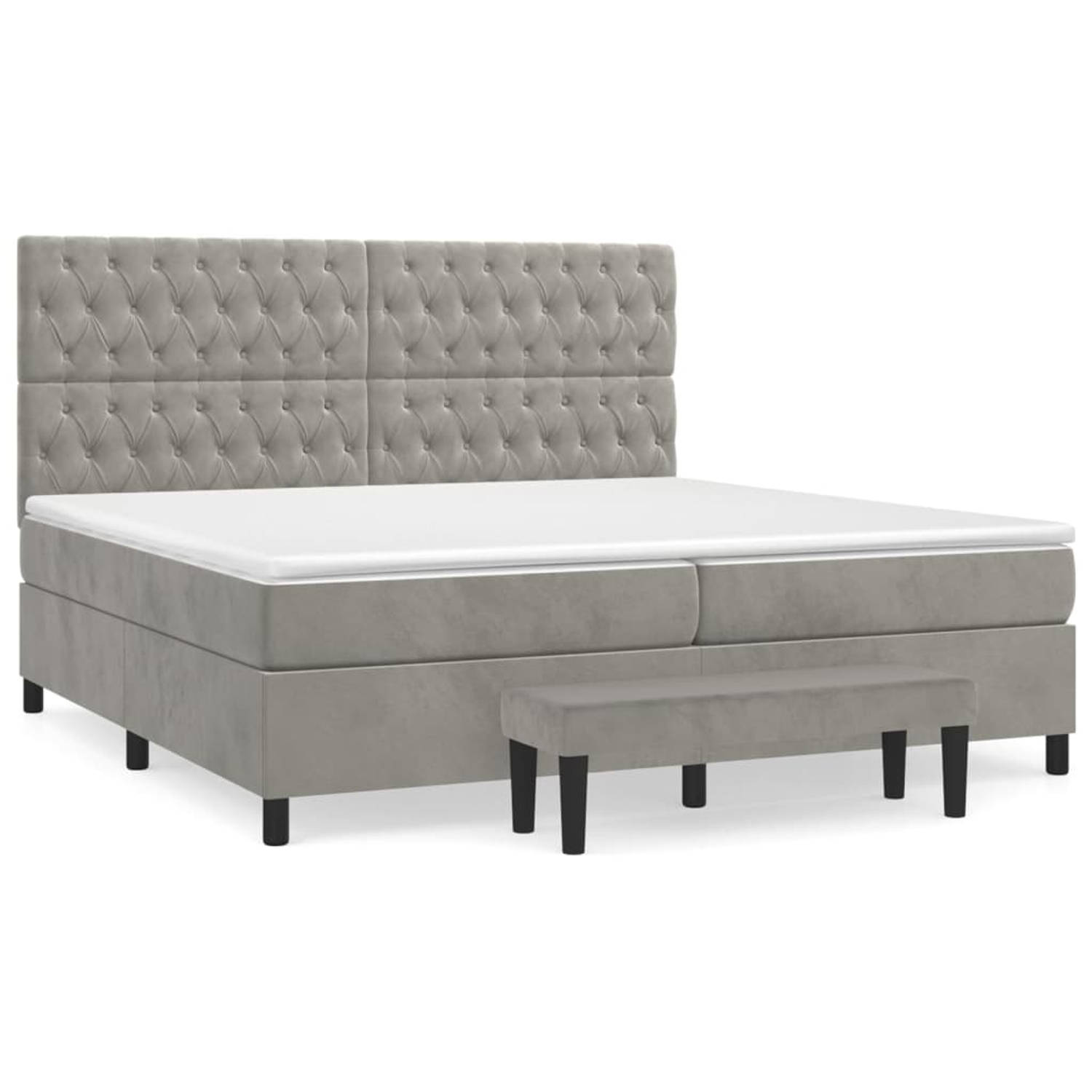 The Living Store Boxspringbed - 203 x 200 x 118/128 cm - Zacht fluweel