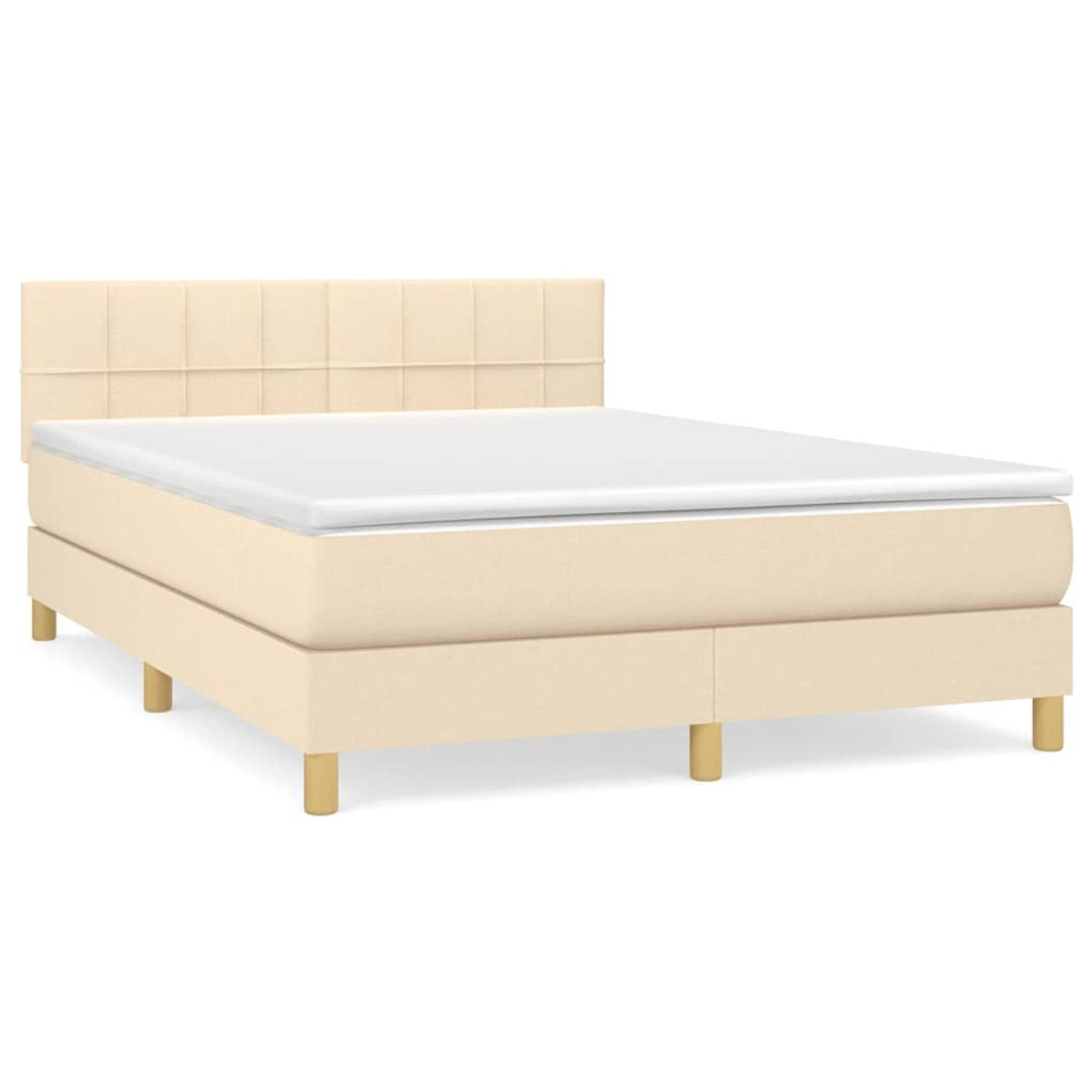 The Living Store Boxspringbed - Bed - 203x144x78/88 cm - Crème