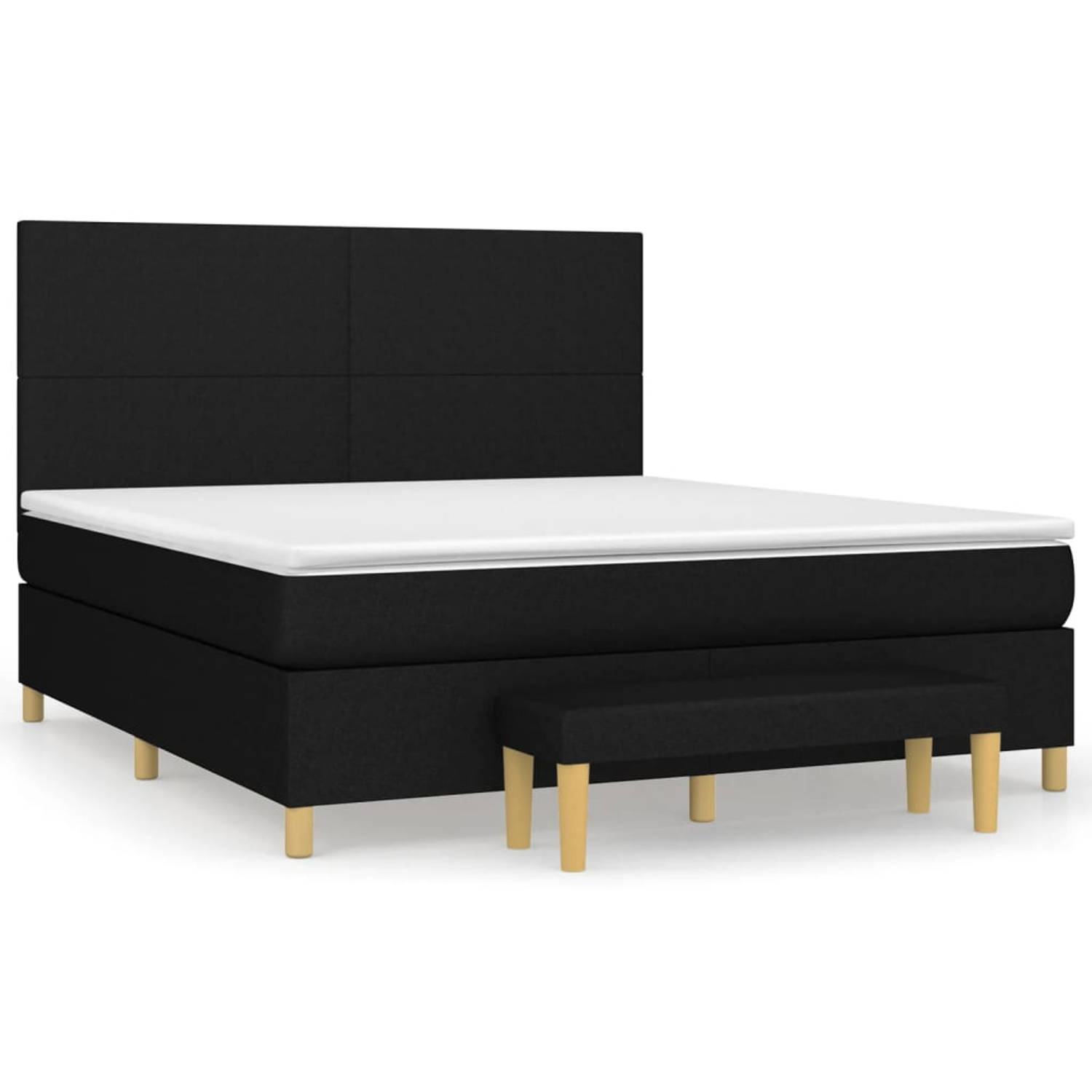 The Living Store Boxspring met matras stof zwart 160x200 cm - Bed