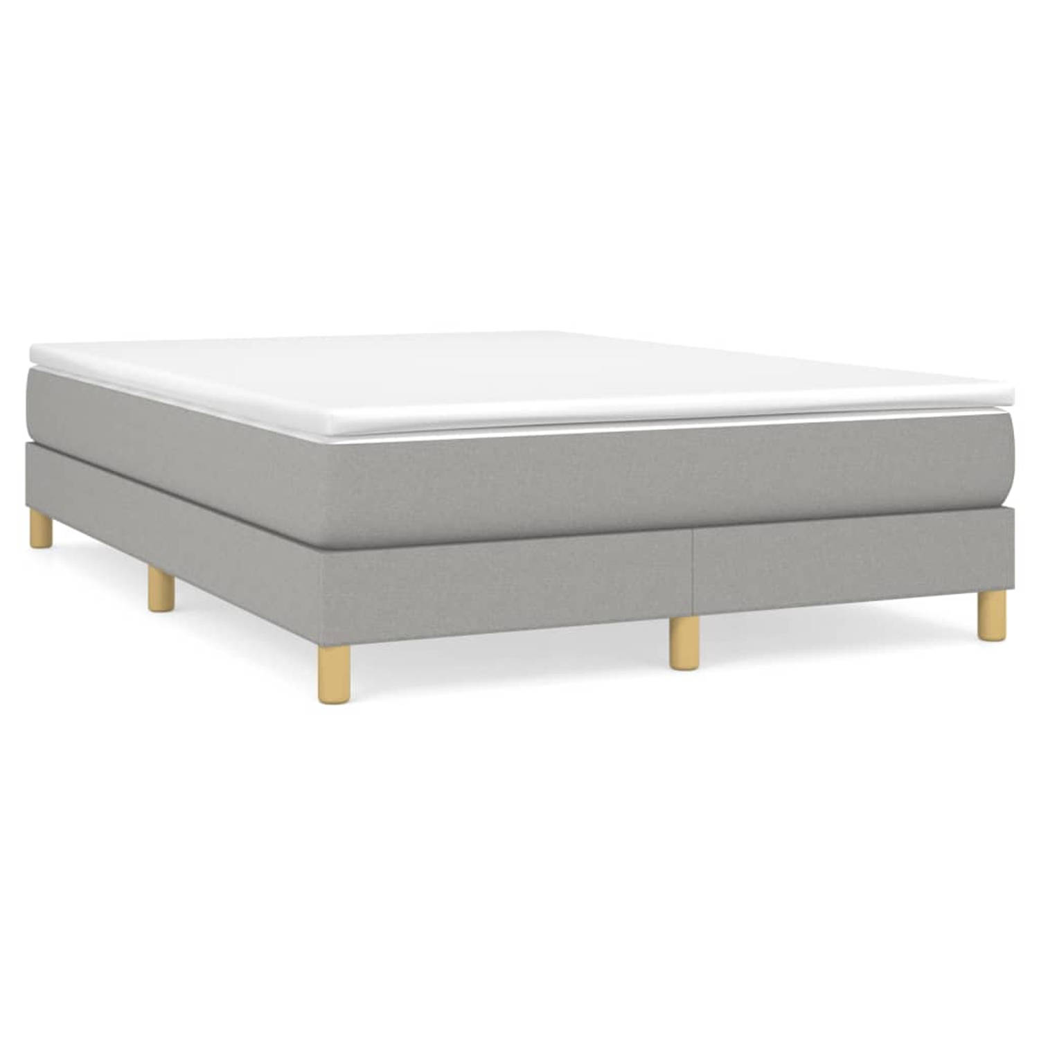 The Living Store Boxspring met matras stof lichtgrijs 140x200 cm - Boxspring - Boxsprings - Bed - Slaapmeubel - Boxspringbed - Boxspring Bed - Tweepersoonsbed - Bed Met Matras - Be