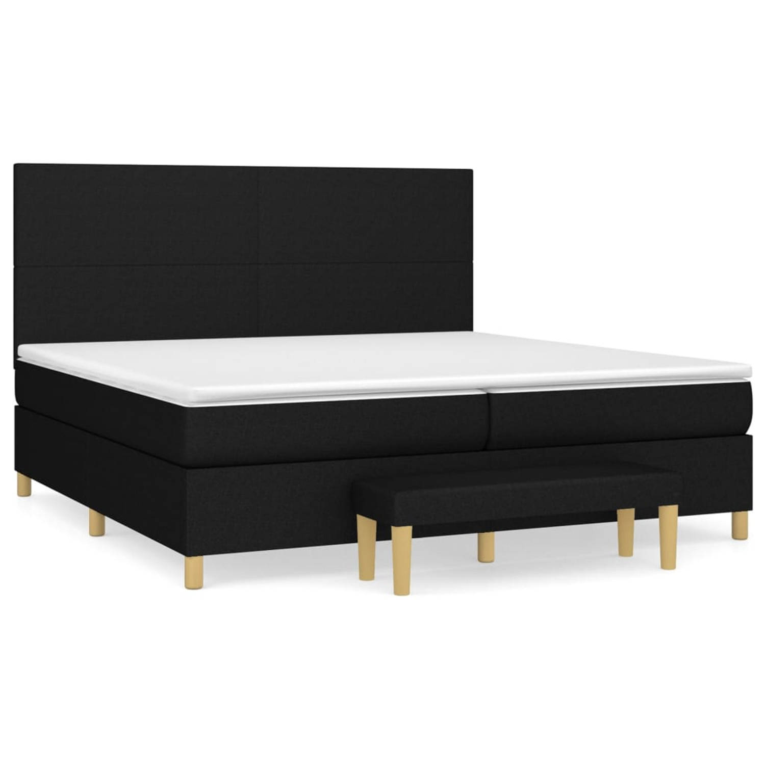 The Living Store Boxspringbed - Pocketvering 203x200cm - Verstelbaar hoofdbord - Zwart