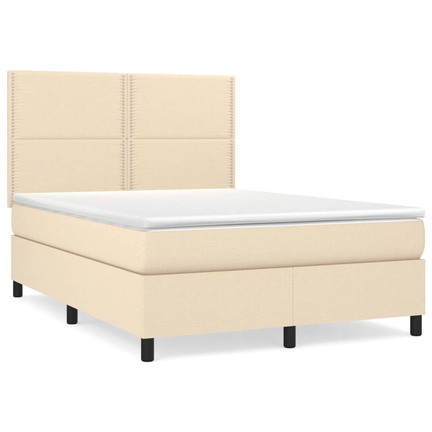 The Living Store Boxspring met matras stof crèmekleurig 140x200 cm - Boxspring - Boxsprings - Bed - Slaapmeubel - Boxspringbed - Boxspring Bed - Tweepersoonsbed - Bed Met Matras -