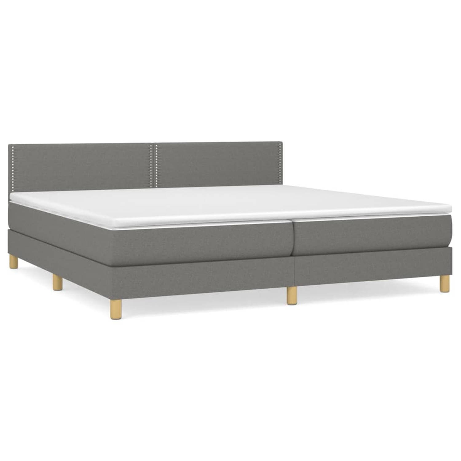 The Living Store Boxspring met matras stof donkergrijs 200x200 cm - Boxspring - Boxsprings - Bed - Slaapmeubel - Boxspringbed - Boxspring Bed - Tweepersoonsbed - Bed Met Matras - B