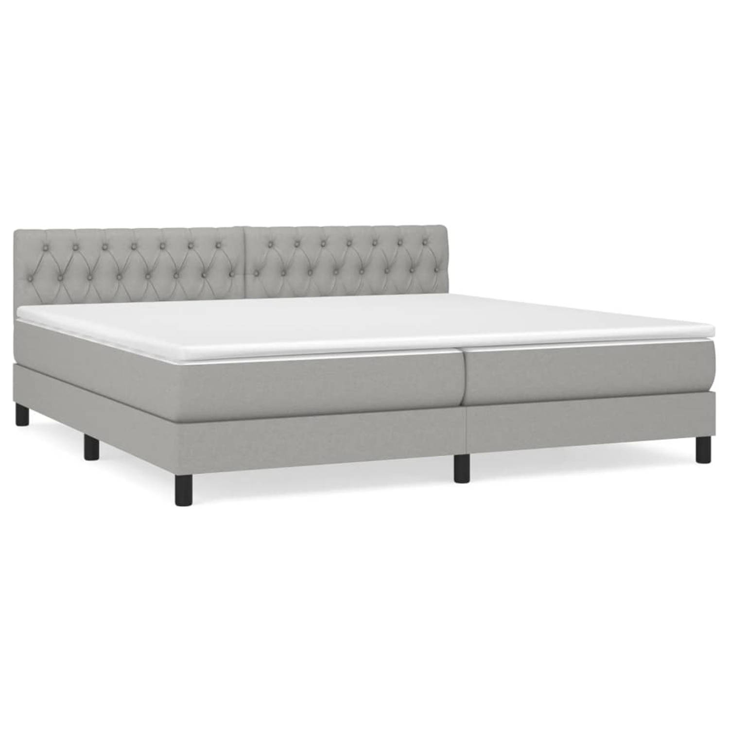 The Living Store Boxspring met matras stof lichtgrijs 200x200 cm - Boxspring - Boxsprings - Bed - Slaapmeubel - Boxspringbed - Boxspring Bed - Tweepersoonsbed - Bed Met Matras - Be