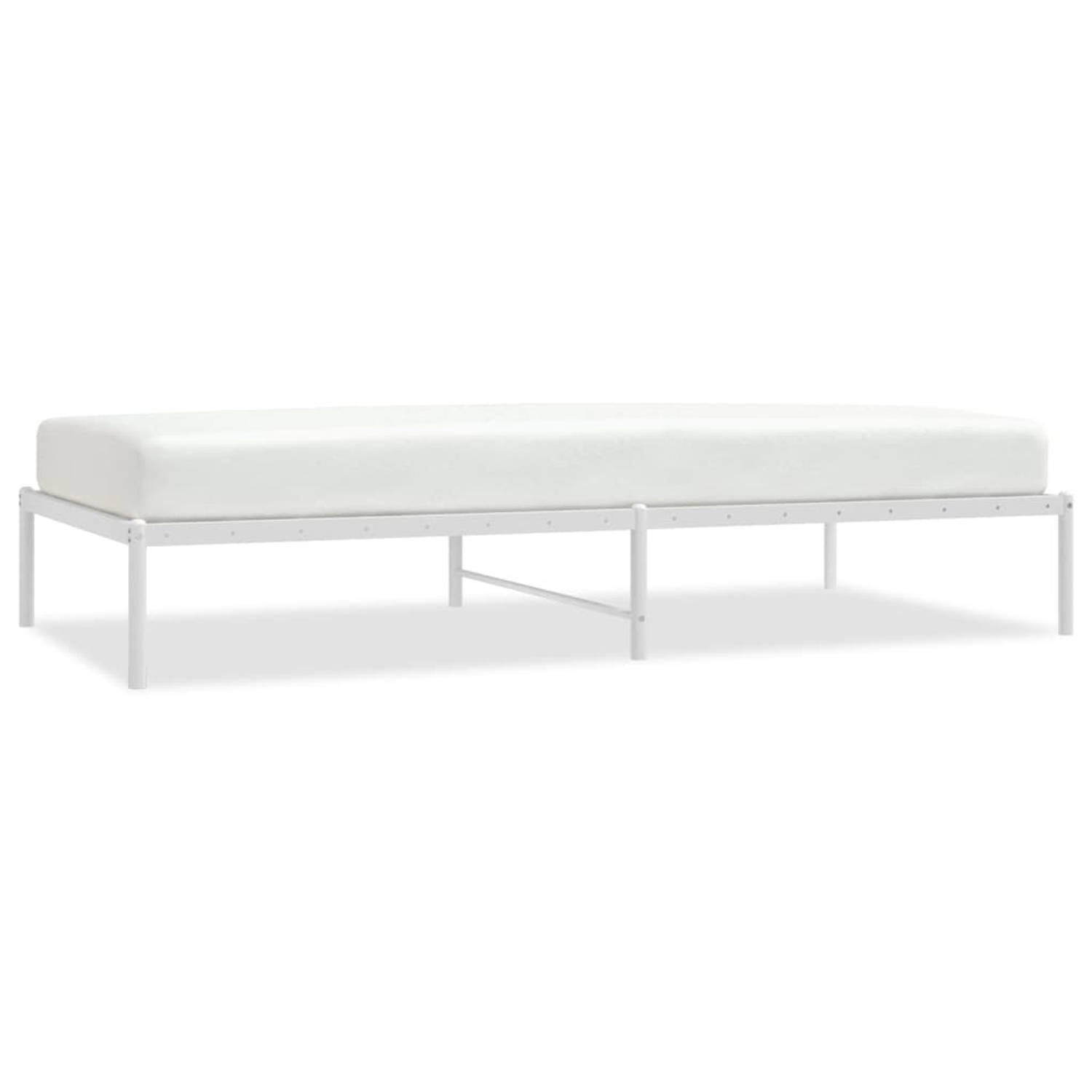 The Living Store Bedframe - Klassiek - Metalen constructie - Opbergruimte - Wit - 207 x 104.5 x 31 cm - 100 x 200 cm (matras niet inbegrepen)