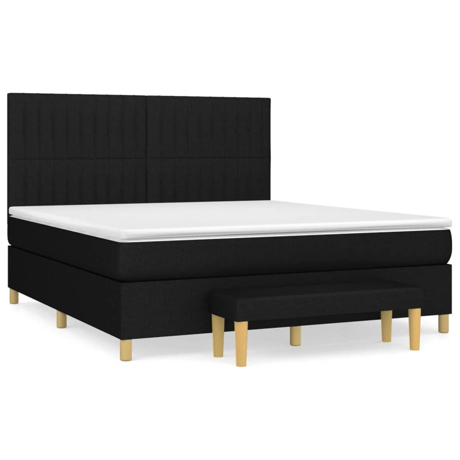 The Living Store Boxspringbed - Comfort - Bed - 203 x 160 x 118/128 cm - Zwart - Stof - Multiplex - Hout