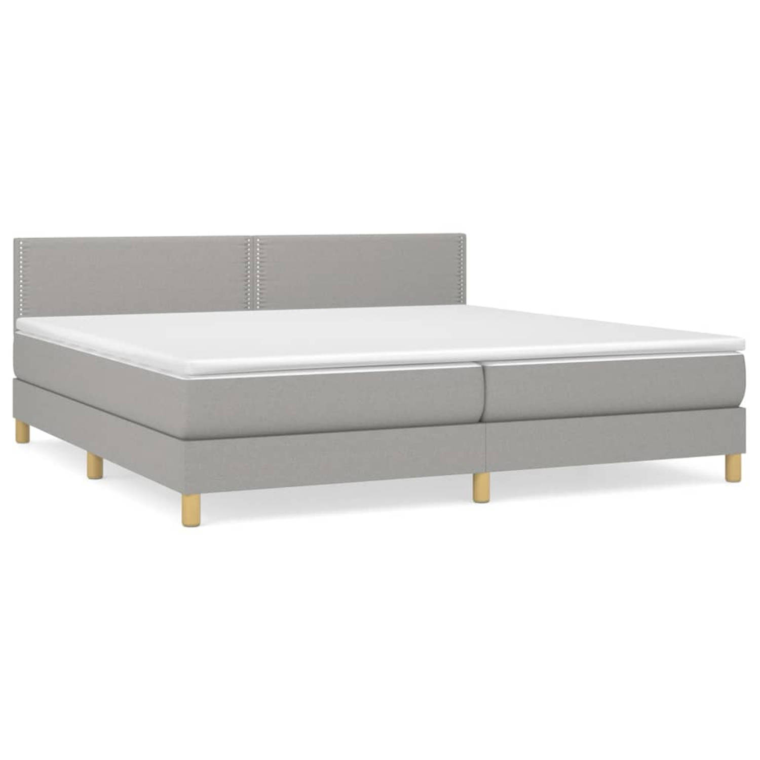 The Living Store Boxspring met matras stof lichtgrijs 200x200 cm - Boxspring - Boxsprings - Bed - Slaapmeubel - Boxspringbed - Boxspring Bed - Tweepersoonsbed - Bed Met Matras - Be