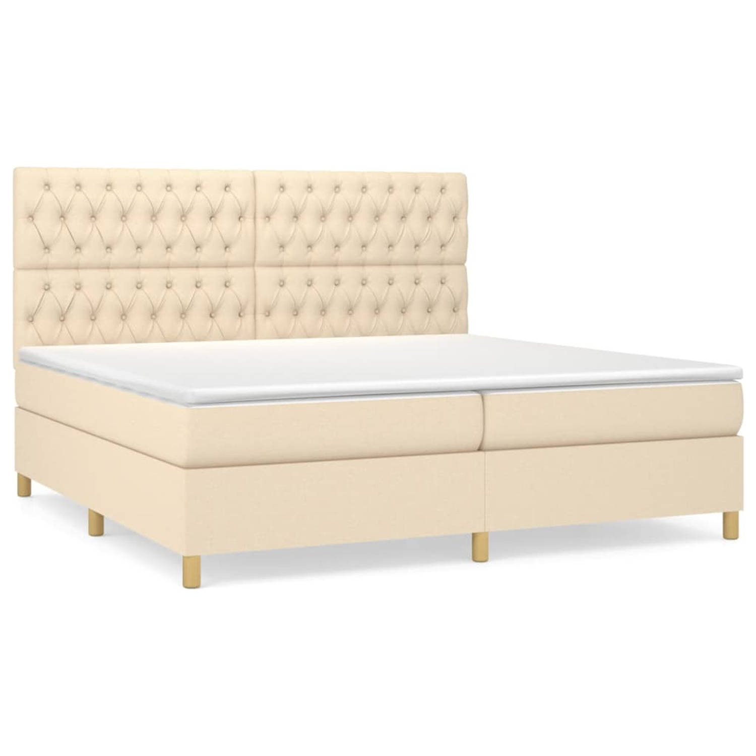 The Living Store Boxspring met matras stof crèmekleurig 200x200 cm - Boxspring - Boxsprings - Bed - Slaapmeubel - Boxspringbed - Boxspring Bed - Tweepersoonsbed - Bed Met Matras -