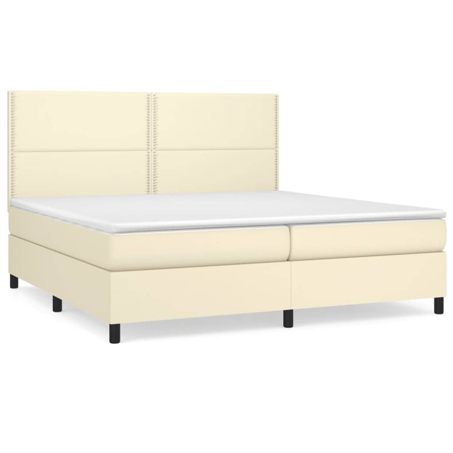 The Living Store Boxspring met matras kunstleer crèmekleurig 200x200 cm - Boxspring - Boxsprings - Bed - Slaapmeubel - Boxspringbed - Boxspring Bed - Tweepersoonsbed - Bed Met Matr