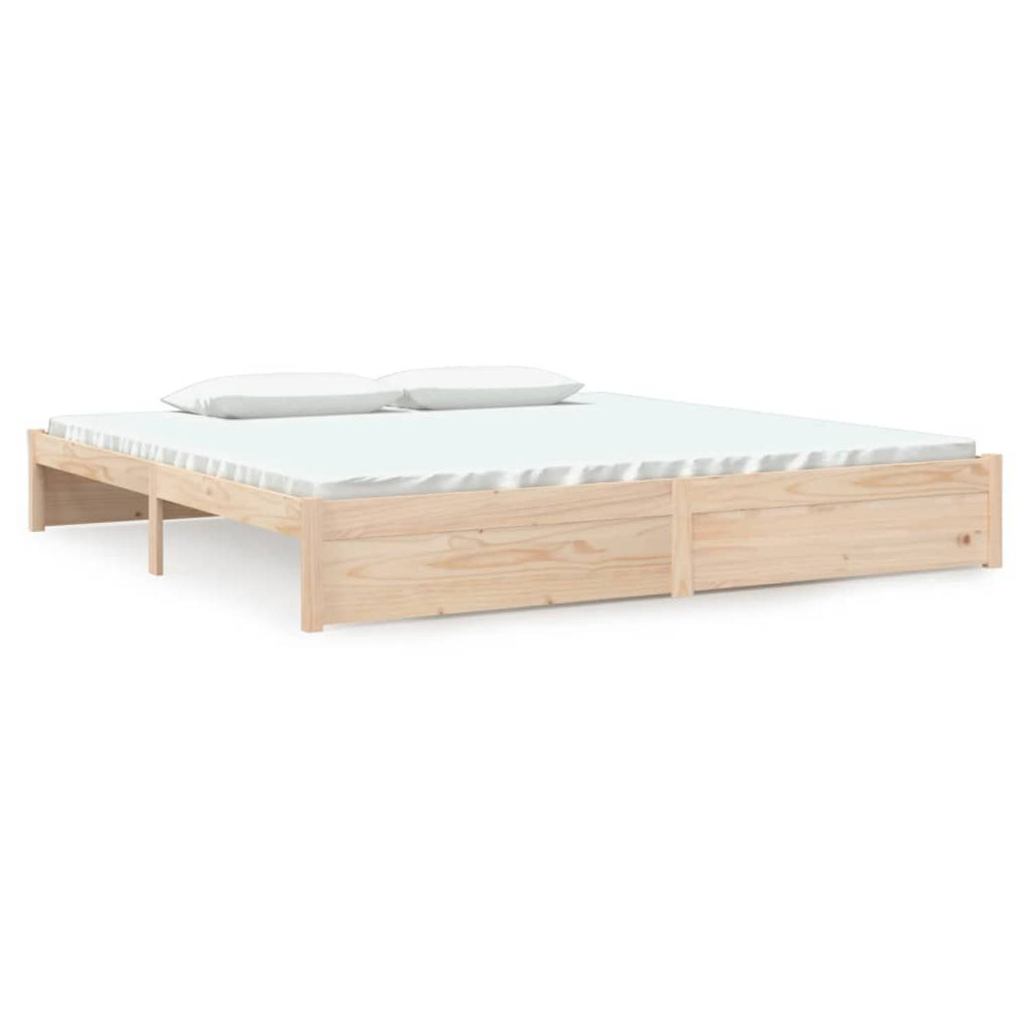 The Living Store Bedframe massief grenenhout 200x200 cm - Bedframe - Bedframes - Tweepersoonsbedframe - Bedbodem - Bed - Houten Bedje - Ledikant - Houten Ledikant - Tweepersoons Be