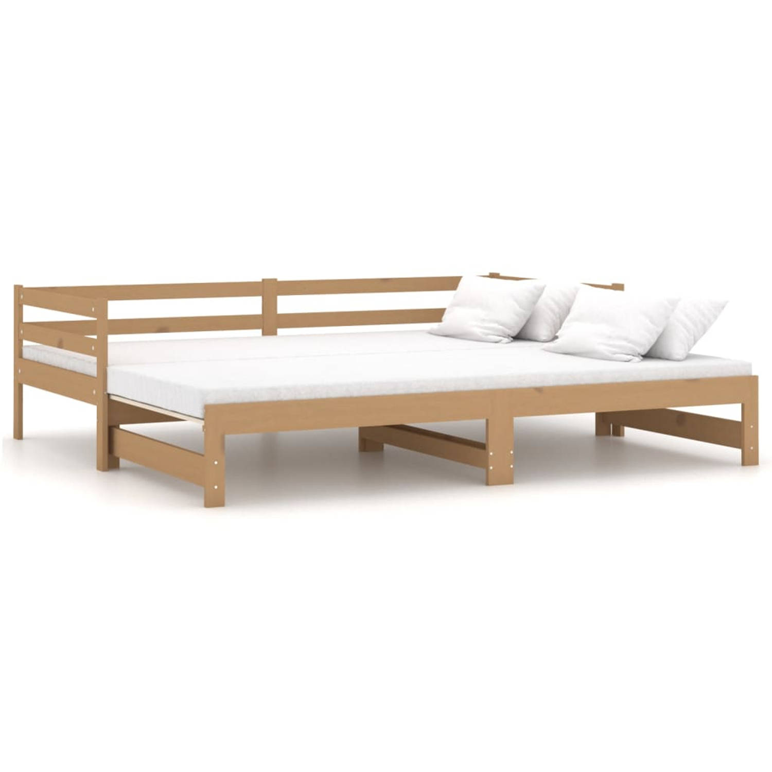 The Living Store Slaapbank uitschuifbaar grenenhout honingbruin 2x(90x200) cm - Bedbank - Bedbanken - Bed Bank - Bed Banken - Slaapbank - Slaapbanken - Slaap Bank - Slaap Banken -