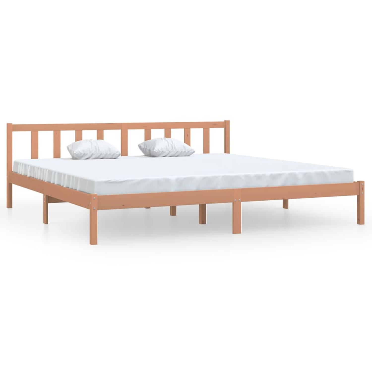 The Living Store Bedframe grenenhout honingbruin 180x200 cm 6FT super king - Bedframe - Bedframe - Bed Frame - Bed Frames - Bed - Bedden - 1-persoonsbed - 1-persoonsbedden - Eenper