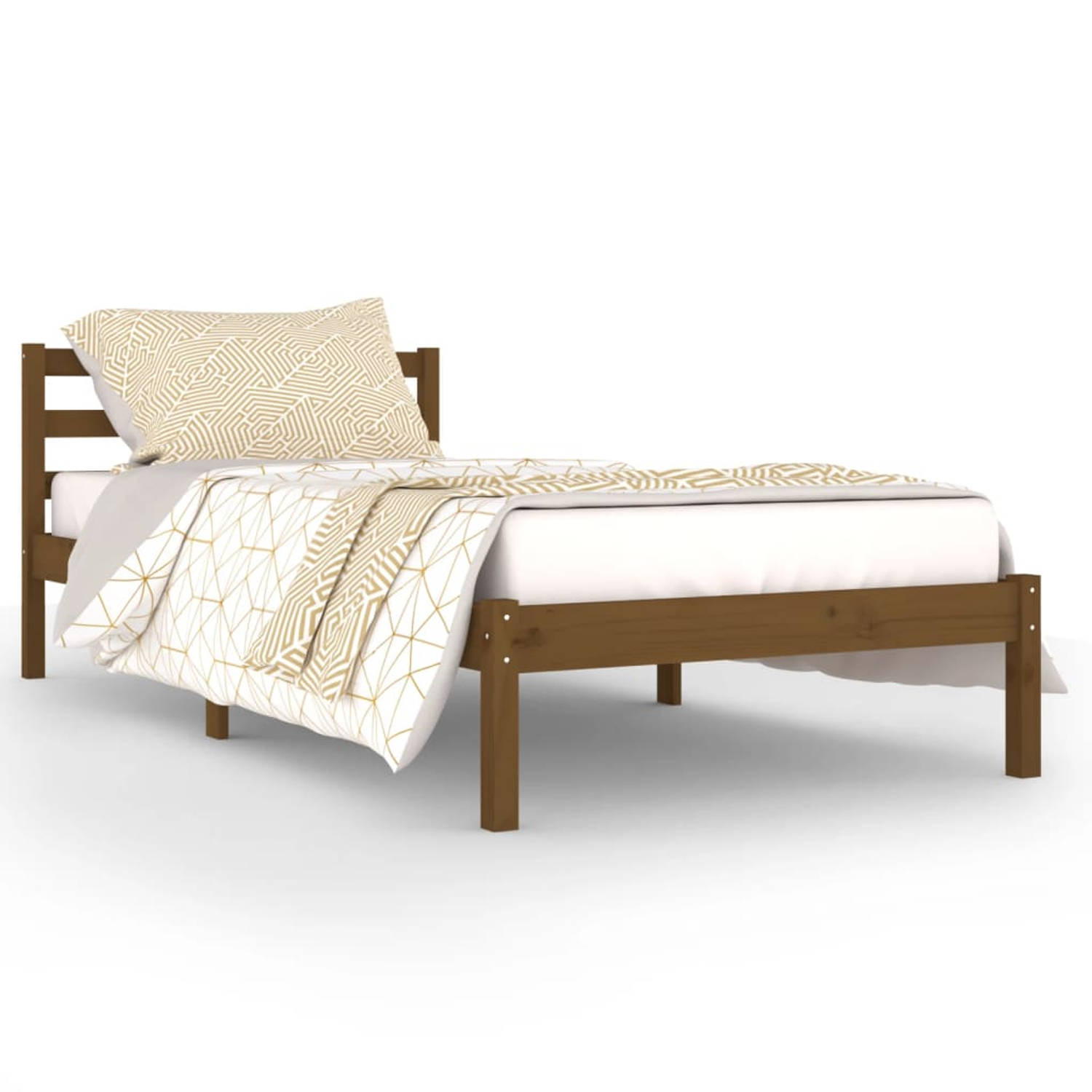 The Living Store Bedframe massief grenenhout honingbruin 90x200 cm - Bedframe - Bedframes - Bed - Bedbodem - Ledikant - Bed Frame - Massief Houten Bedframe - Slaapmeubel - Bedden -