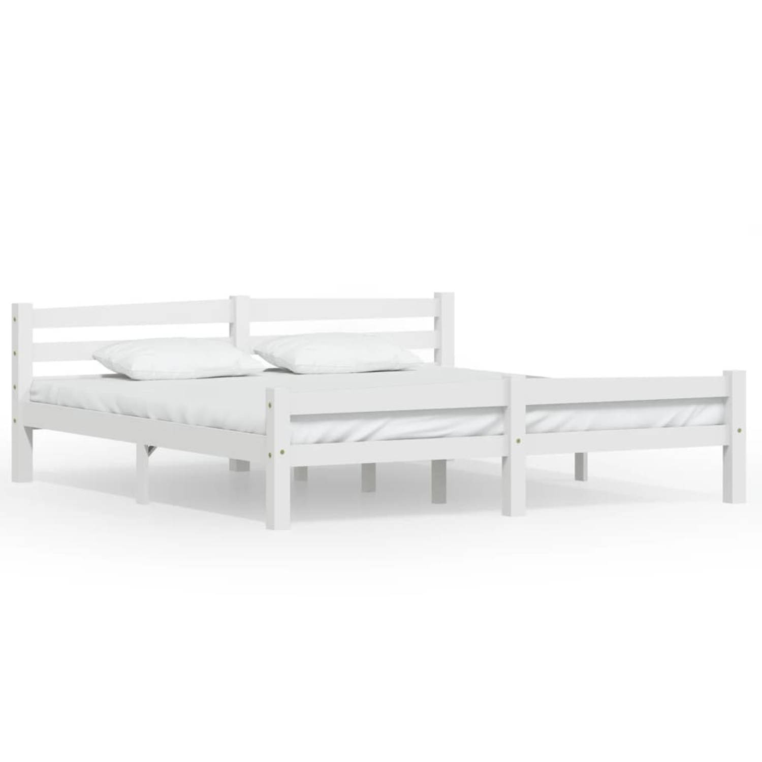The Living Store Bedframe massief grenenhout wit 180x200 cm - Bedframe - Bedframe - Bed Frame - Bed Frames - Bed - Bedden - 2-persoonsbed - 2-persoonsbedden - Tweepersoons Bed
