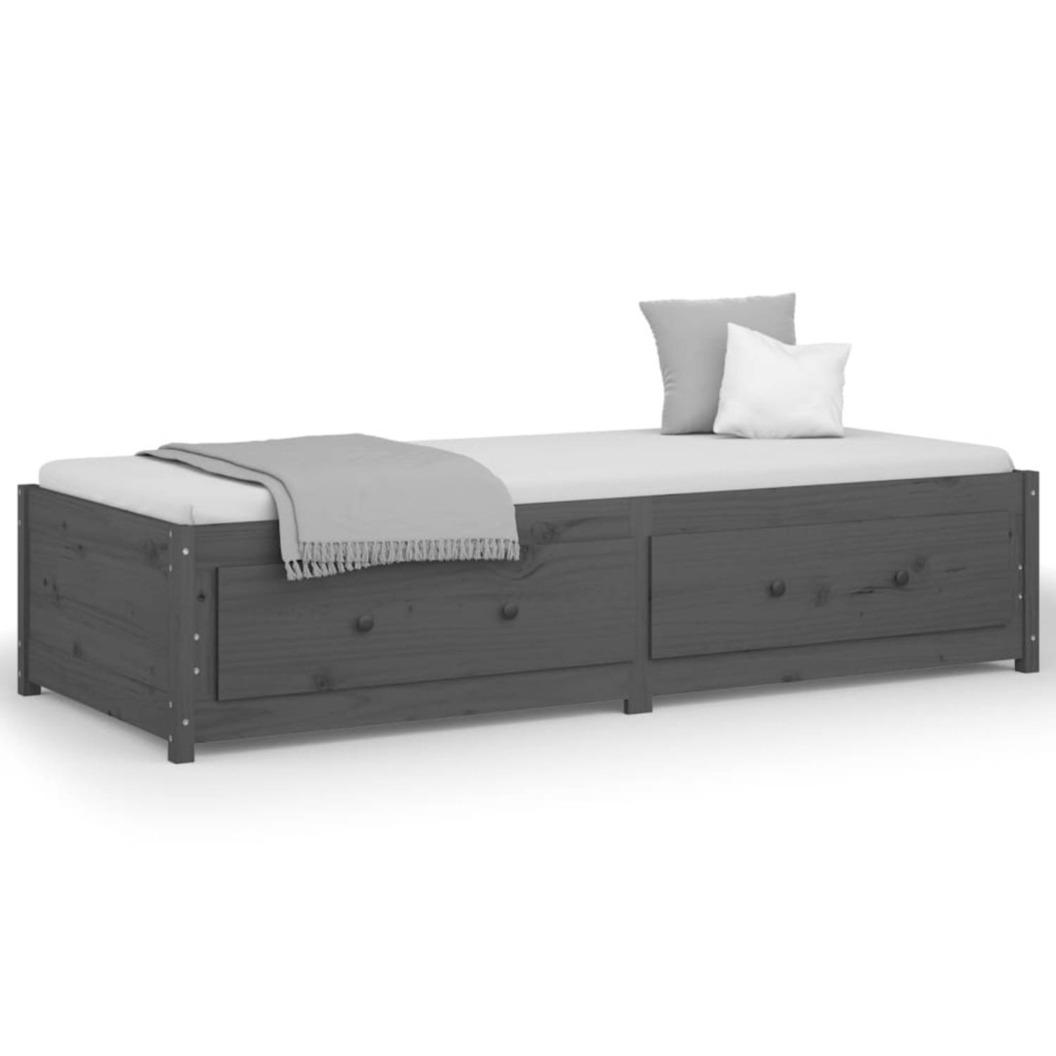 The Living Store Slaapbank 90x200 cm massief grenenhout grijs - Slaapbank - Slaapbanken - Bedbank - Bed - Bedframe - Houten Bedframe - Bedbodem - Logeerbed - Slaapmeubel - Ledikant