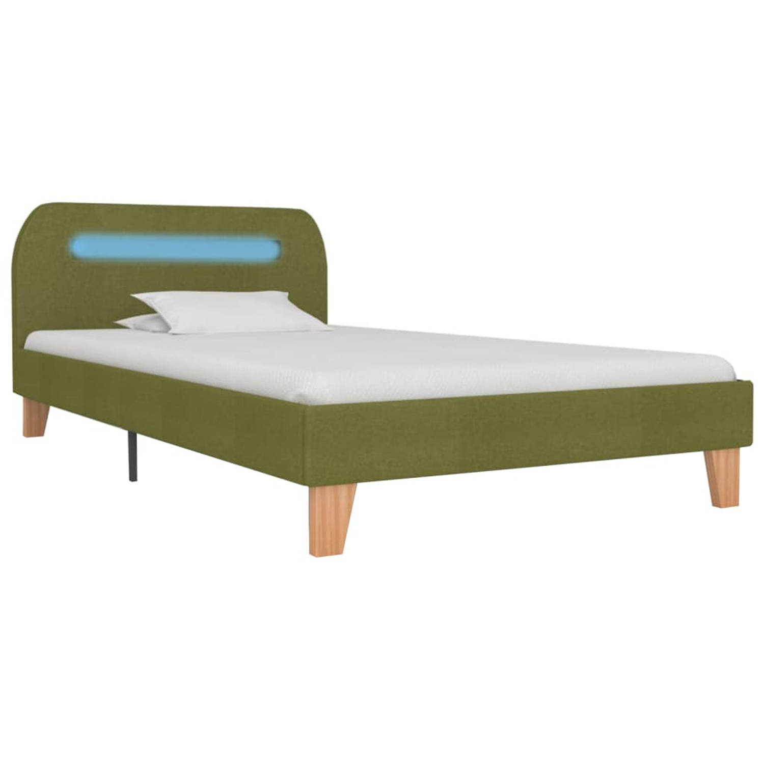 The Living Store Bedframe met LED stof groen 90x200 cm - Bed
