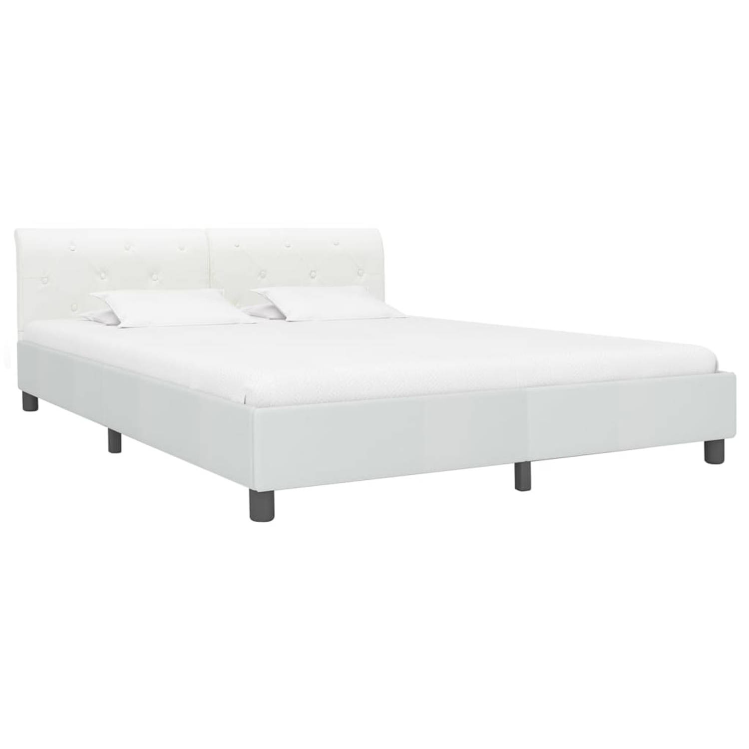 The Living Store Bedframe kunstleer wit 180x200 cm - Bed