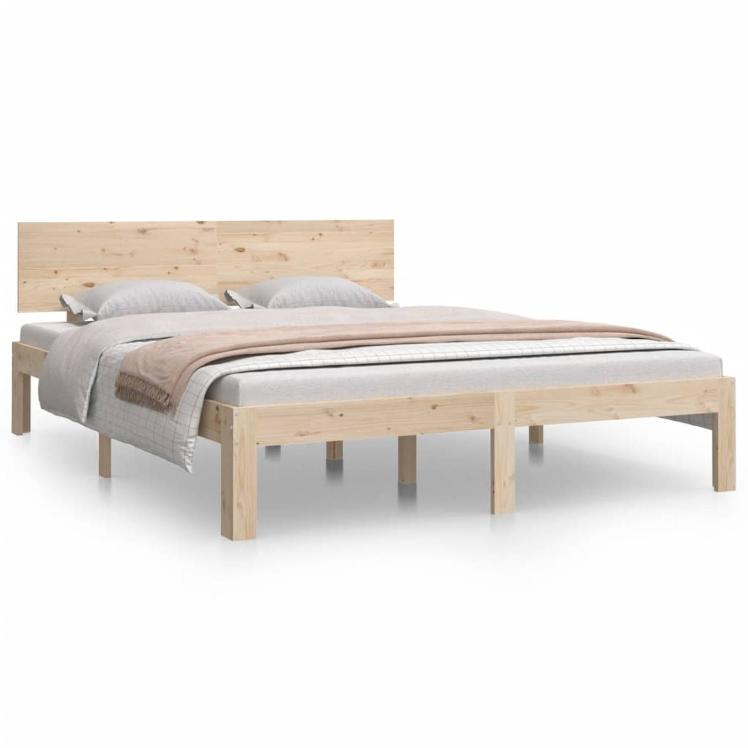The Living Store Bedframe massief grenenhout 140x190 cm - Bedframe - Bedframes - Bed - Bedbodem - Ledikant - Bed Frame - Massief Houten Bedframe - Slaapmeubel - Tweepersoonsbed - B