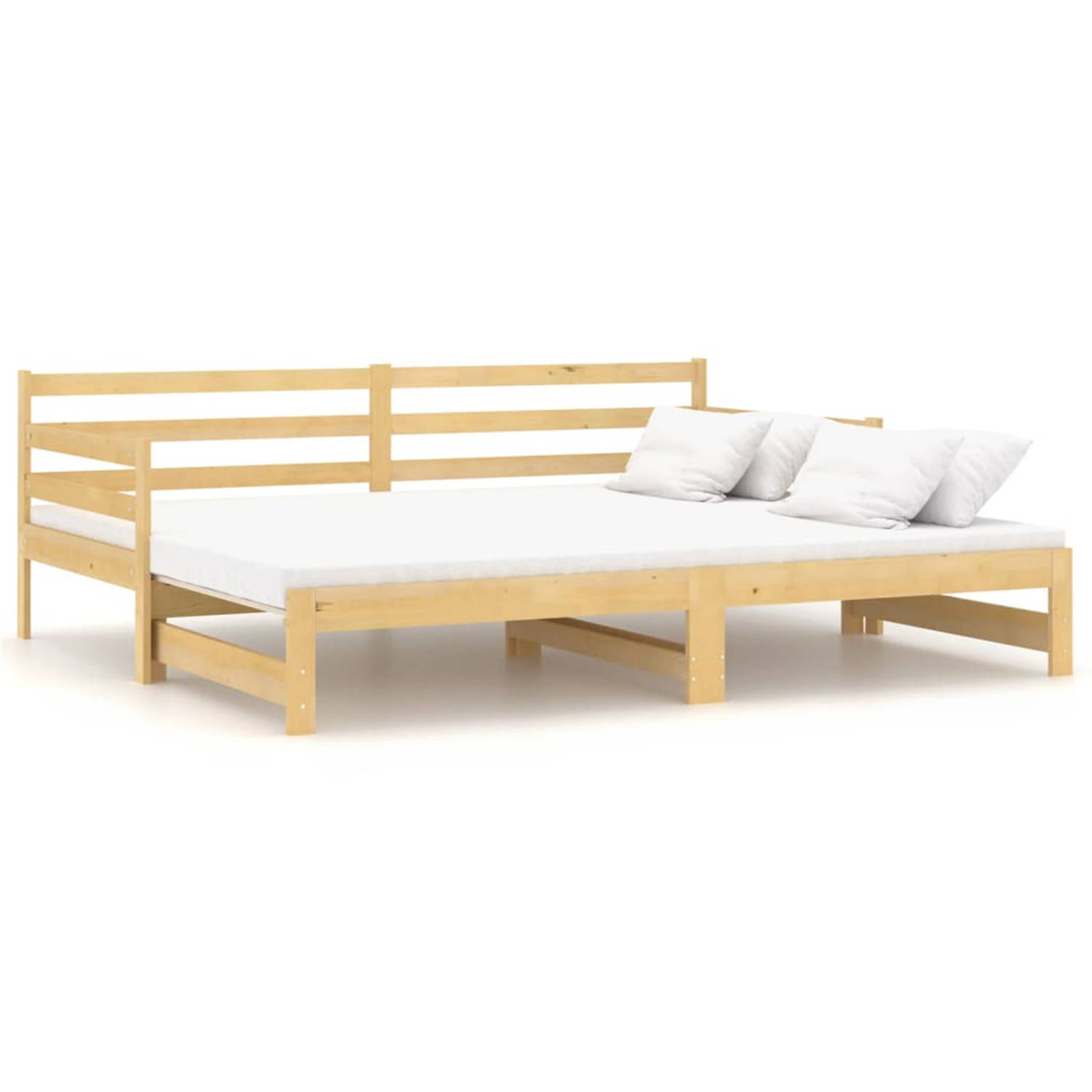 The Living Store Slaapbank uitschuifbaar massief grenenhout 2x(90x200) cm - Bedbank - Bedbanken - Bed Bank - Bed Banken - Slaapbank - Slaapbanken - Slaap Bank - Slaap Banken - Hout