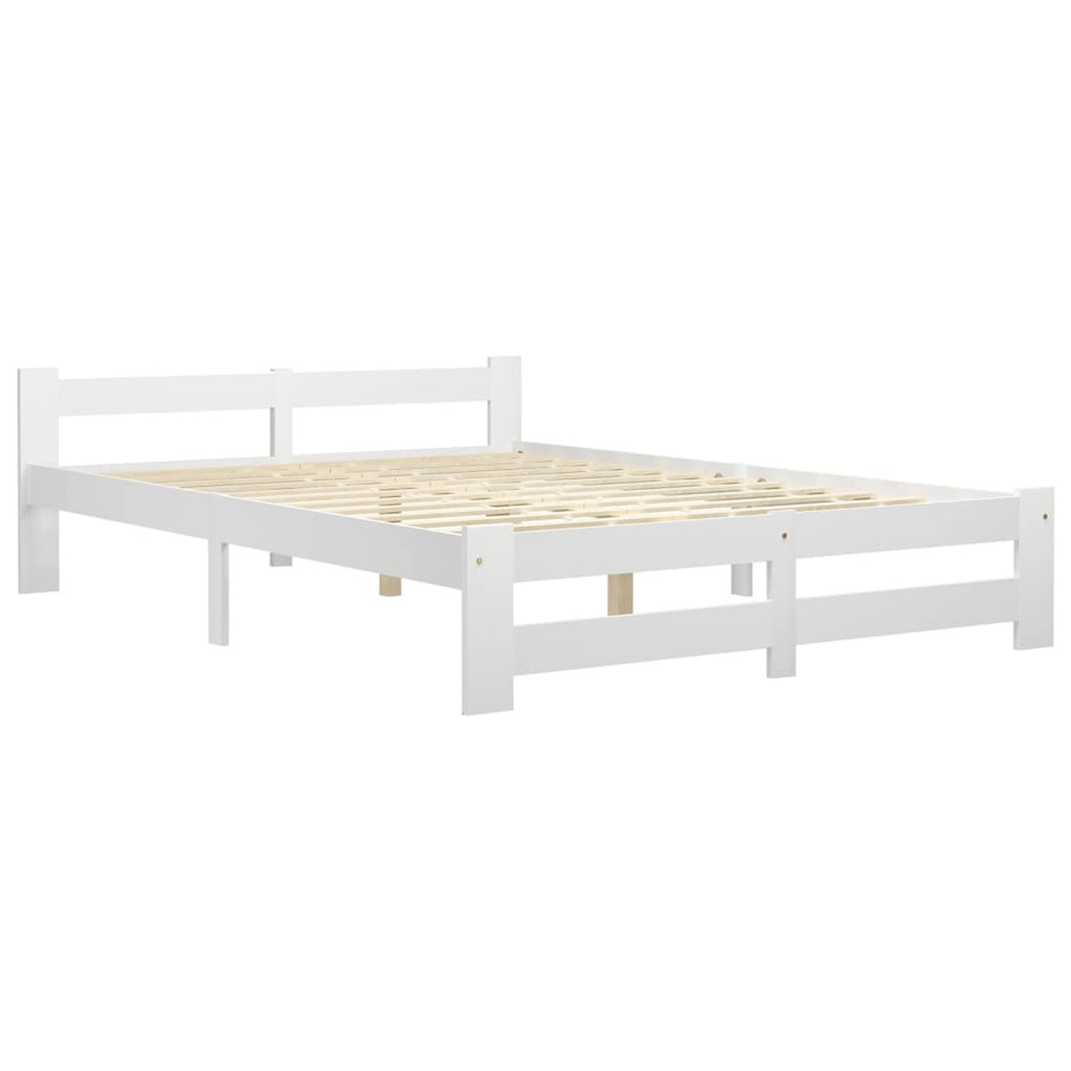 The Living Store Bedframe massief grenenhout wit 120x200 cm - Bedframe - Bedframes - Bed Frame - Bed Frames - Bed - Bedden - Houten Bedframe - Houten Bedframes - 2-persoonsbed - 2