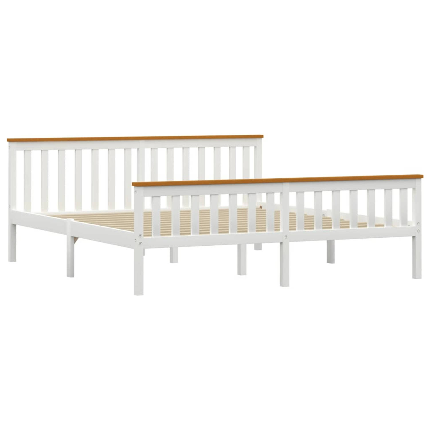 The Living Store Bedframe massief grenenhout wit 180x200 cm - Bed