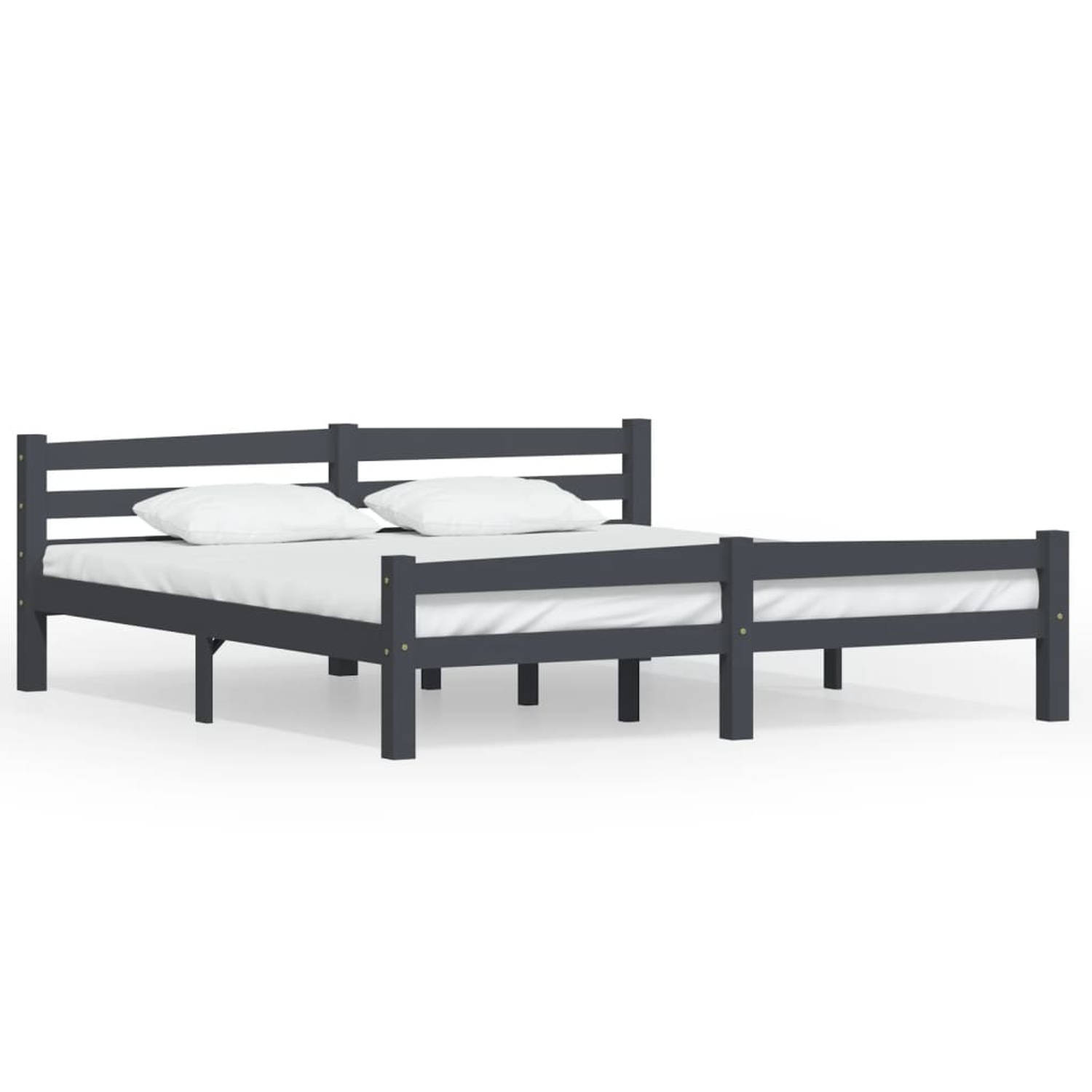 The Living Store Bedframe massief grenenhout donkergrijs 180x200 cm - Bedframe - Bedframe - Bed Frame - Bed Frames - Bed - Bedden - 2-persoonsbed - 2-persoonsbedden - Tweepersoons