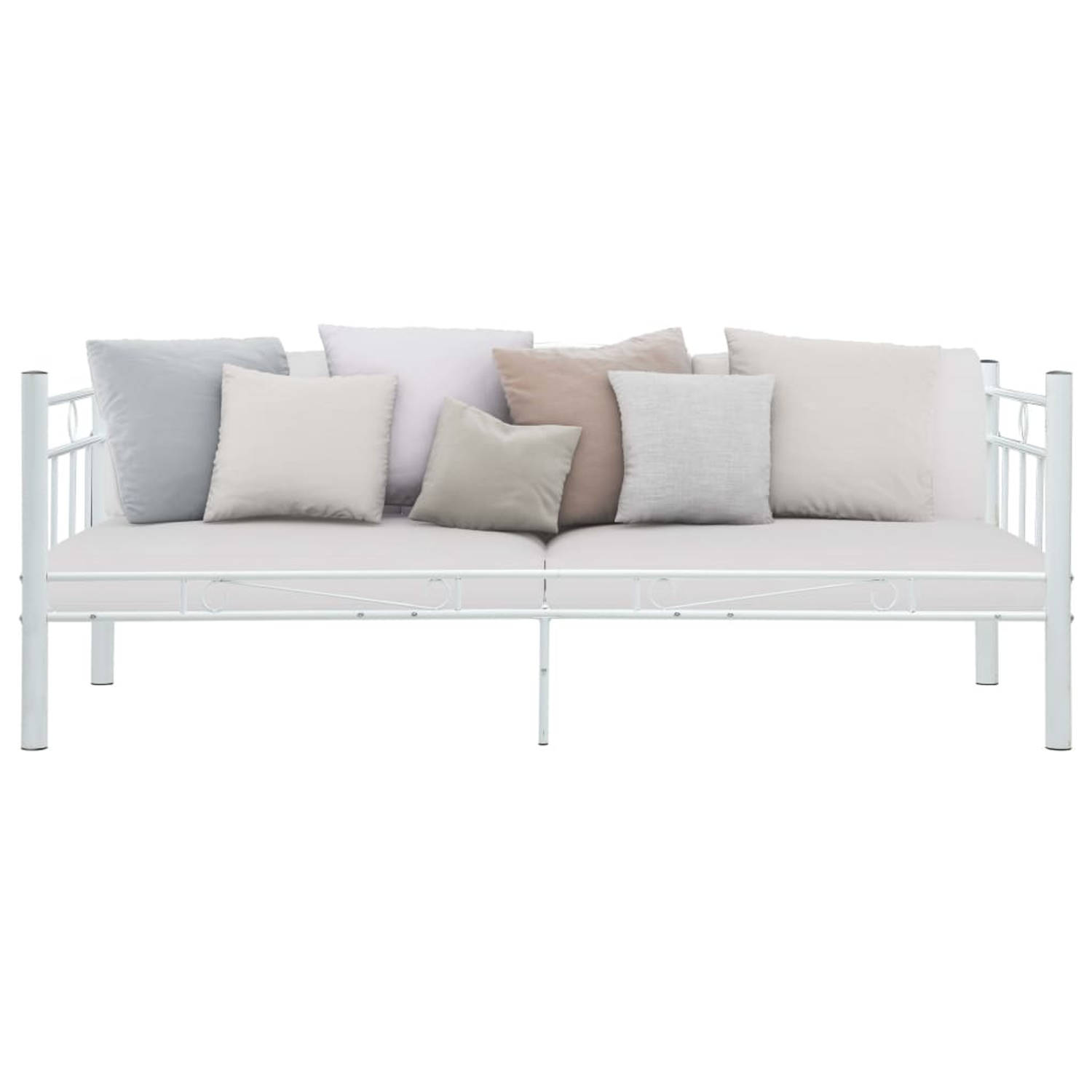 The Living Store Bedbankframe metaal wit 90x200 cm - Slaapbankframe - Slaapbankframes - Bedbankframe - Bedbankframes - Dagbedframe - Dagbedframes - Bedframe - Bedframes - Frame - F