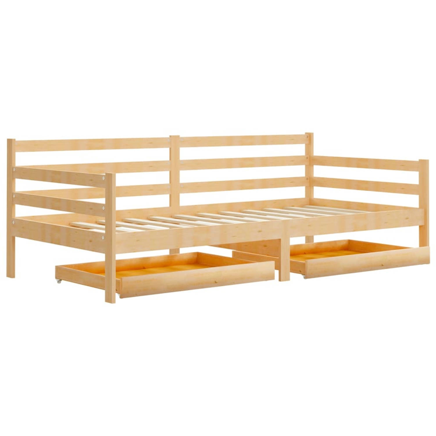 The Living Store Slaapbank met lades massief grenenhout 90x200 cm - Bedbank - Bedbanken - Bed Bank - Bed Banken - Slaapbank - Slaapbanken - Slaap Bank - Slaap Banken - Houten Bedba