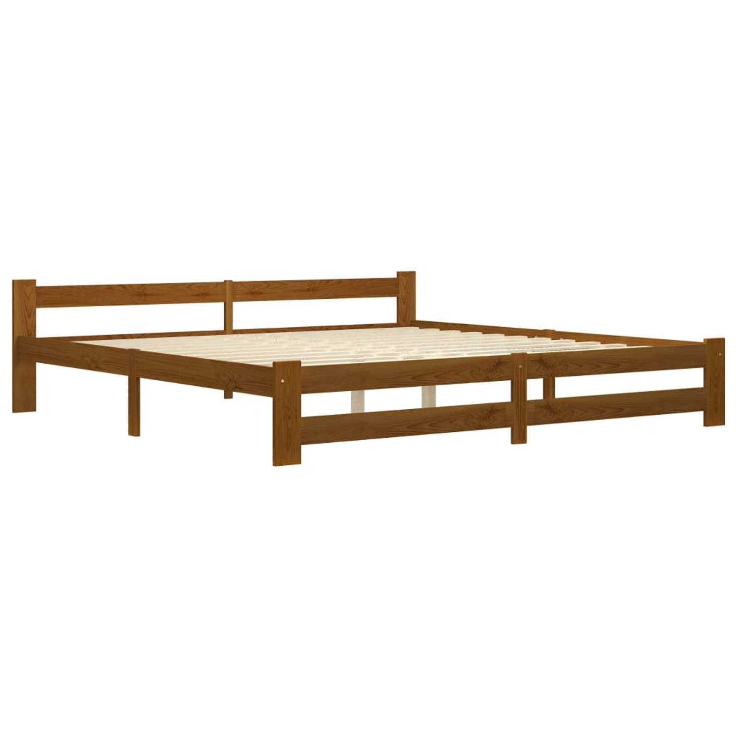 The Living Store Bedframe massief grenenhout honingbruin 200x200 cm - Bedframe - Bedframes - Bed Frame - Bed Frames - Bed - Bedden - Houten Bedframe - Houten Bedframes - 2-persoons