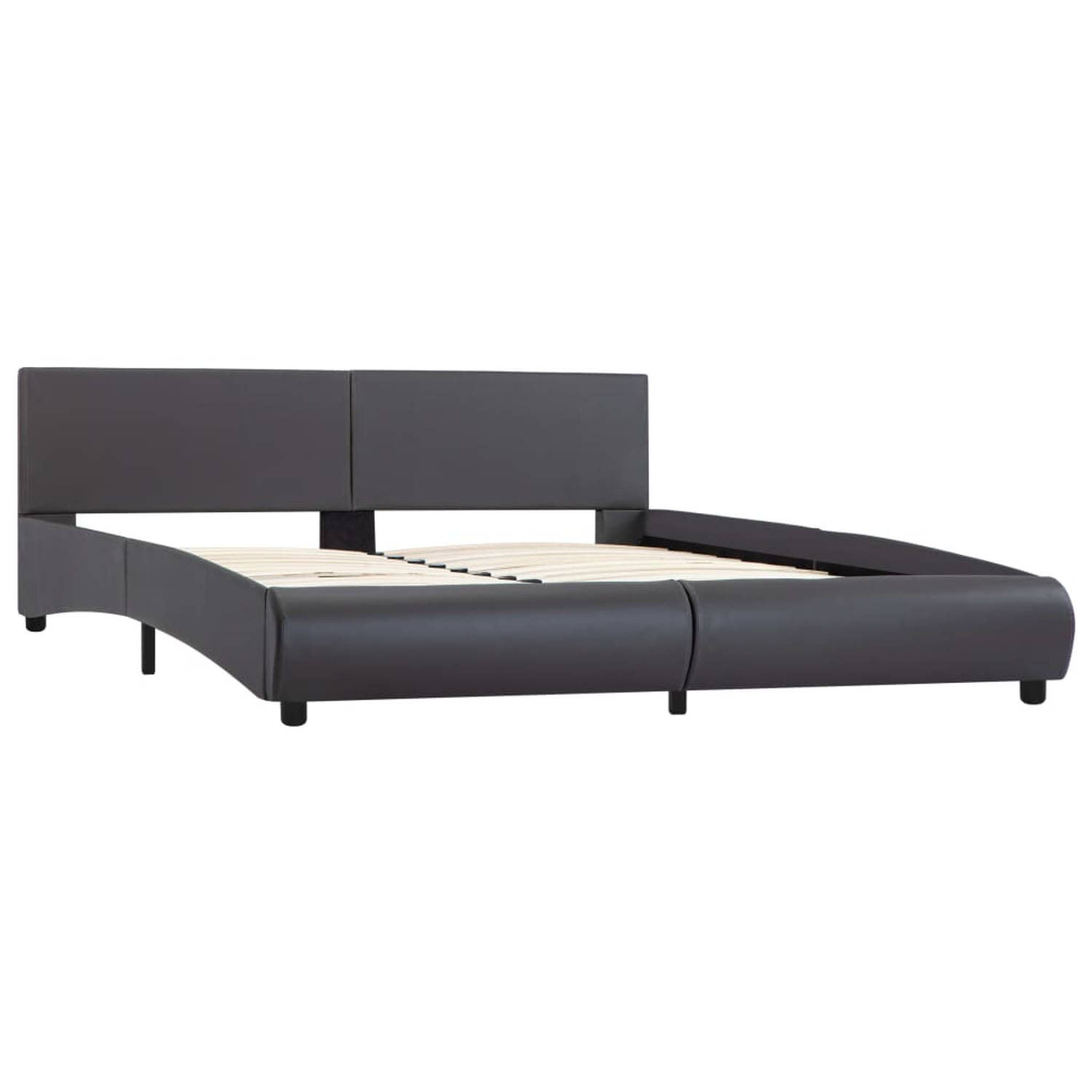 The Living Store Bedframe - Kunstleren bekleding - Grijs - 215 x 184 x 65 cm - Geschikt voor matras van 180 x 200 cm - Stalen frame