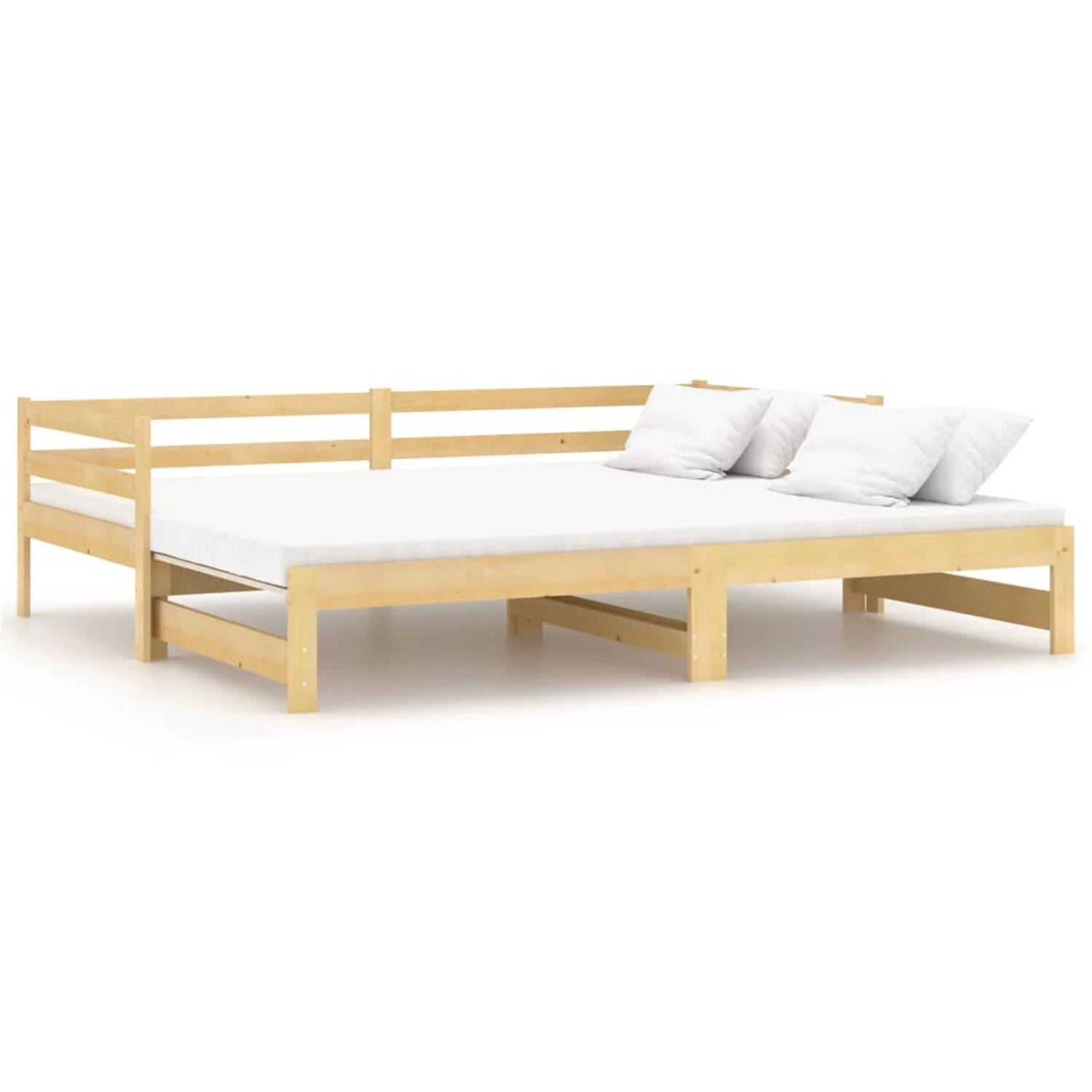 The Living Store Slaapbank uitschuifbaar massief grenenhout 2x(90x200) cm - Bedbank - Bedbanken - Bed Bank - Bed Banken - Slaapbank - Slaapbanken - Slaap Bank - Slaap Banken - Hout