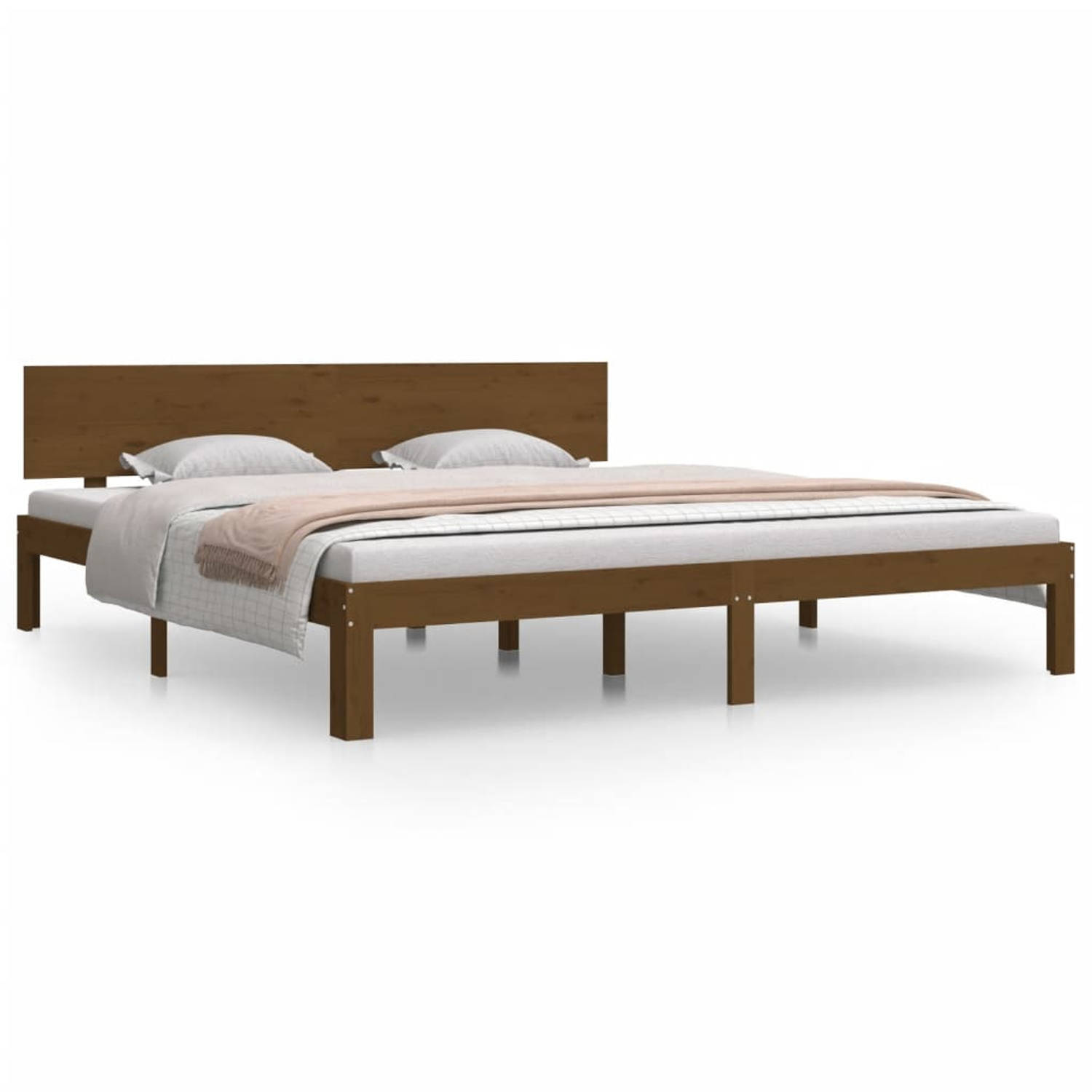 The Living Store Bedframe massief hout honingbruin 180x200 cm 6FT Super King - Bedframe - Bedframes - Bed - Bedbodem - Ledikant - Bed Frame - Massief Houten Bedframe - Slaapmeubel
