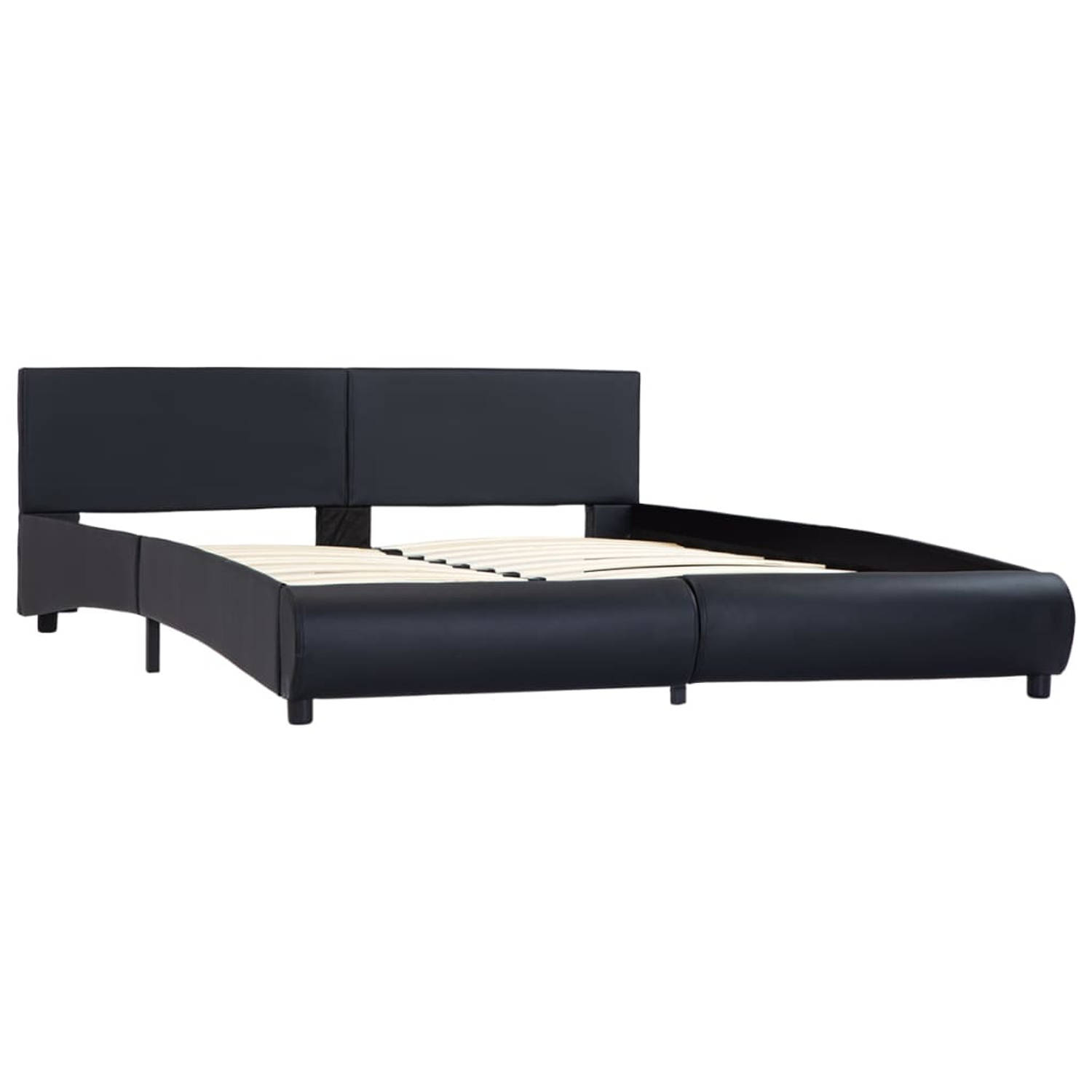 The Living Store Bedframe kunstleer zwart 180x200 cm - Bed