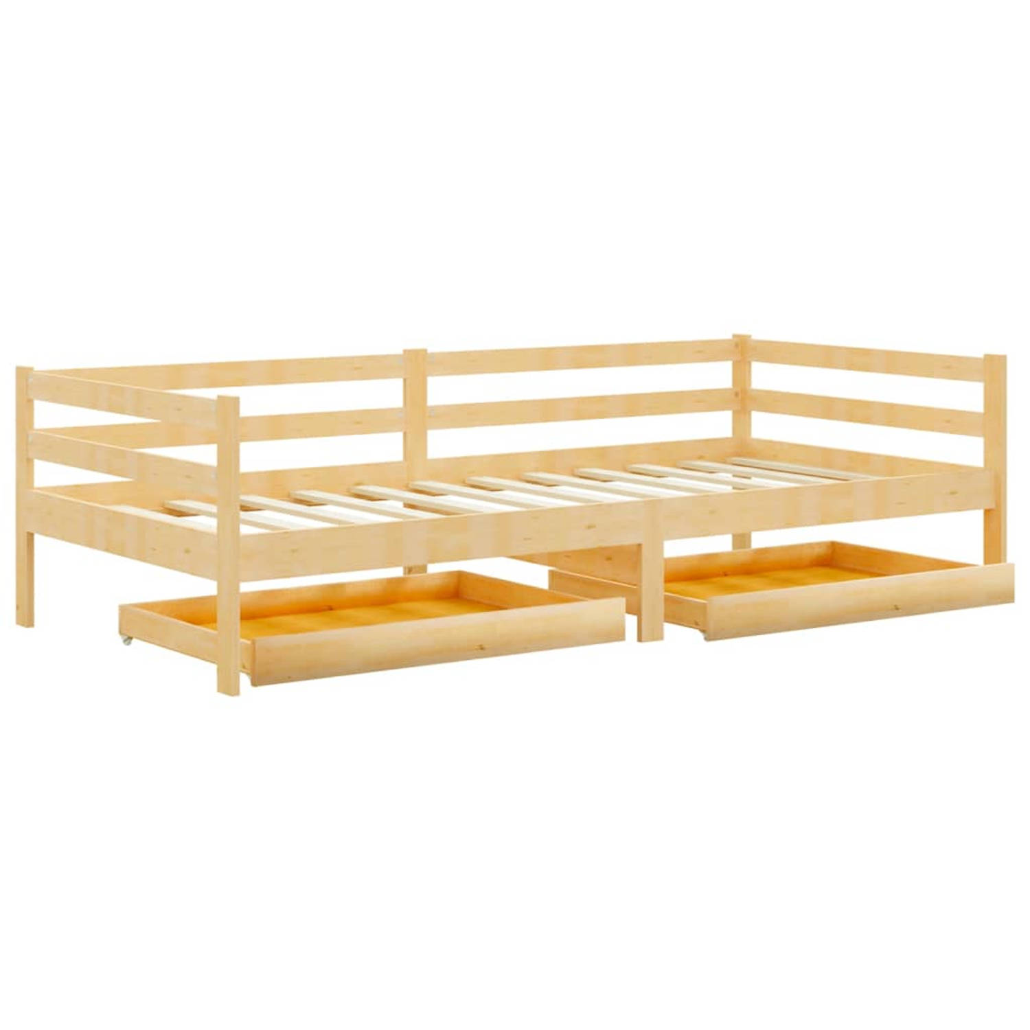 The Living Store Slaapbank met lades massief grenenhout 90x200 cm - Bedbank - Bedbanken - Bed Bank - Bed Banken - Slaapbank - Slaapbanken - Slaap Bank - Slaap Banken - Houten Bedba