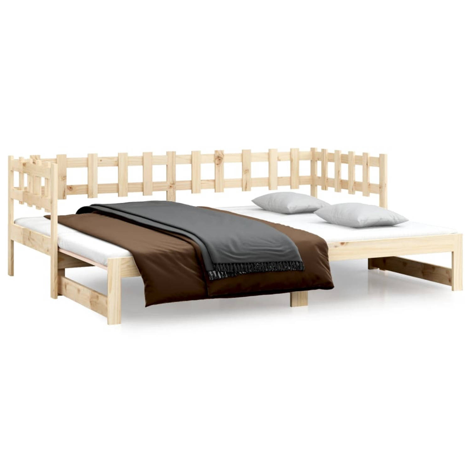 The Living Store Slaapbank uitschuifbaar massief grenenhout 2x(90x190) cm - Slaapbank - Slaapbanken Bedbank - Bed Bank - Slaap Bank - Houten Bedbank - Houten Slaapbank - Logeerbed