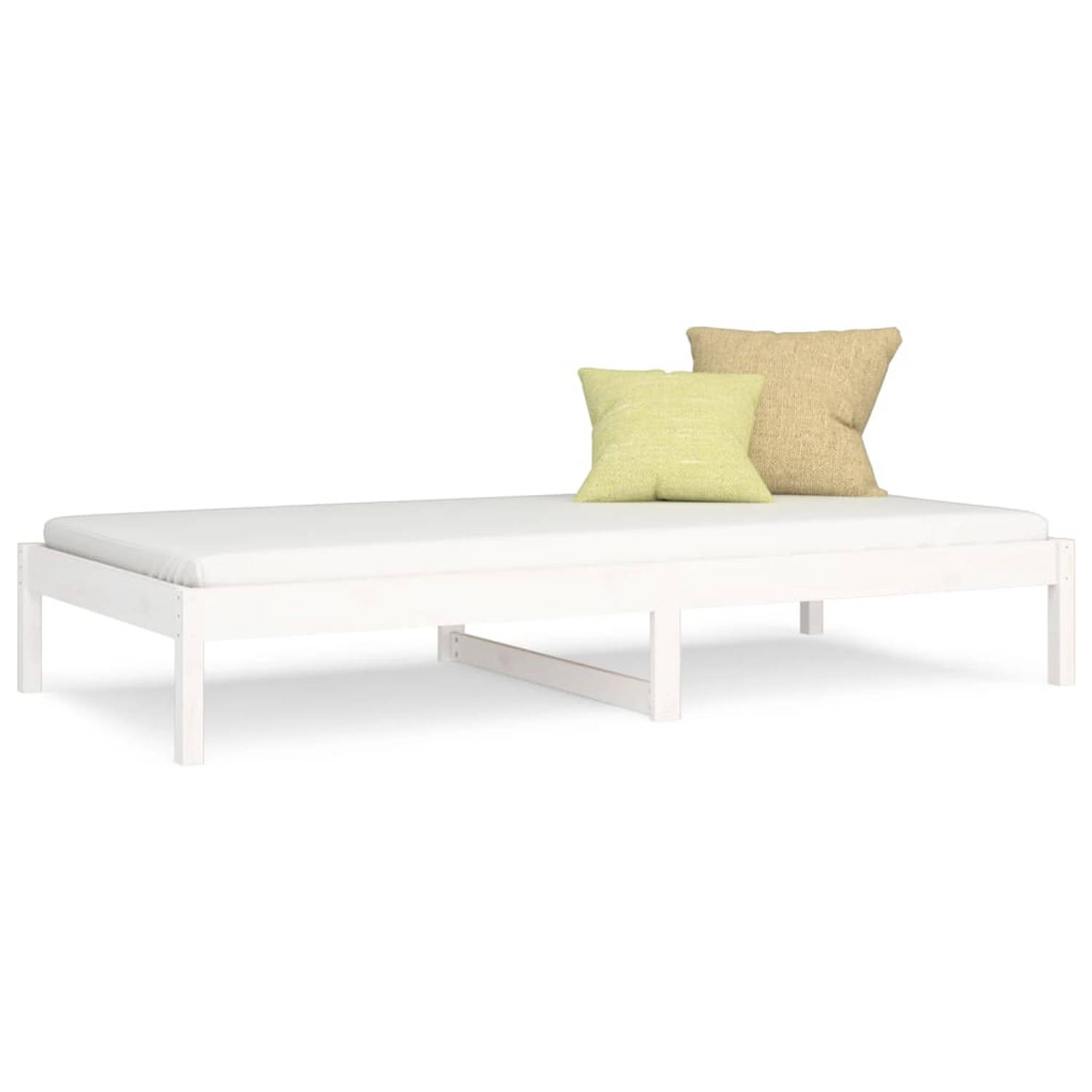 The Living Store Slaapbank 80x200 cm massief grenenhout wit - Slaapbank - Slaapbanken - Bedbank - Bed - Bedframe - Houten Bedframe - Bedbodem - Logeerbed - Slaapmeubel - Ledikant -