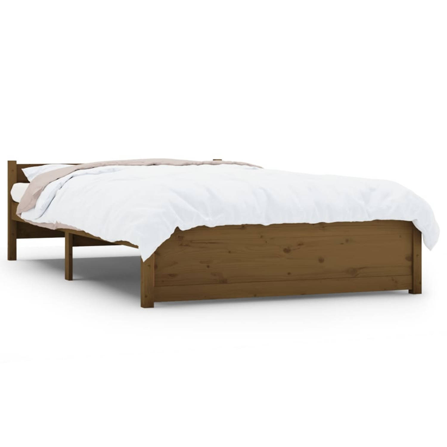 The Living Store Bedframe massief hout honingbruin 135x190 cm 4FT6 Double - Bedframe - Bedframes - Bed - Bedbodem - Ledikant - Bed Frame - Massief Houten Bedframe - Slaapmeubel - T