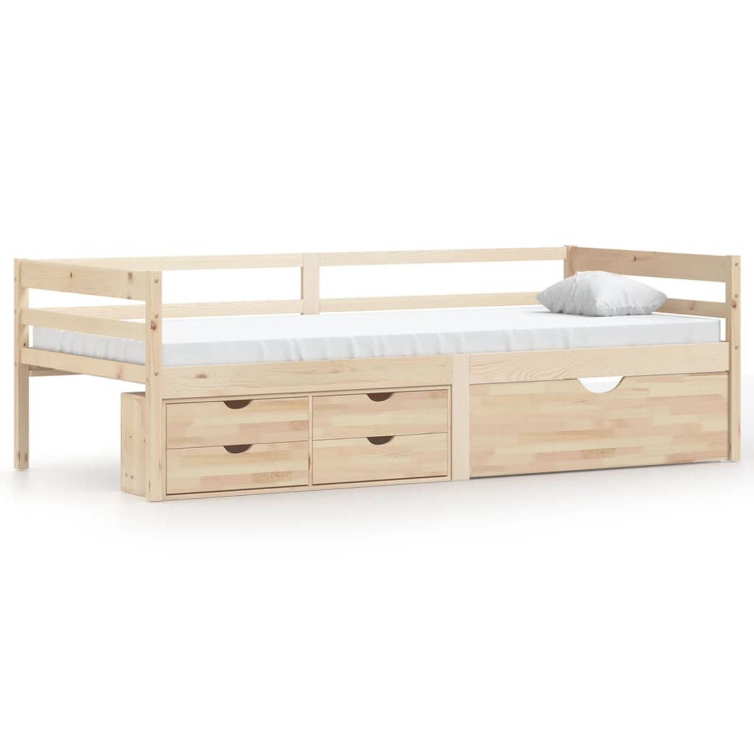 The Living Store Bedframe met lades en kast massief grenenhout 90x200 cm - Bedframe - Bedframe - Bed Frame - Bed Frames - Bed - Bedden - 1-persoonsbed - 1-persoonsbedden - Eenperso