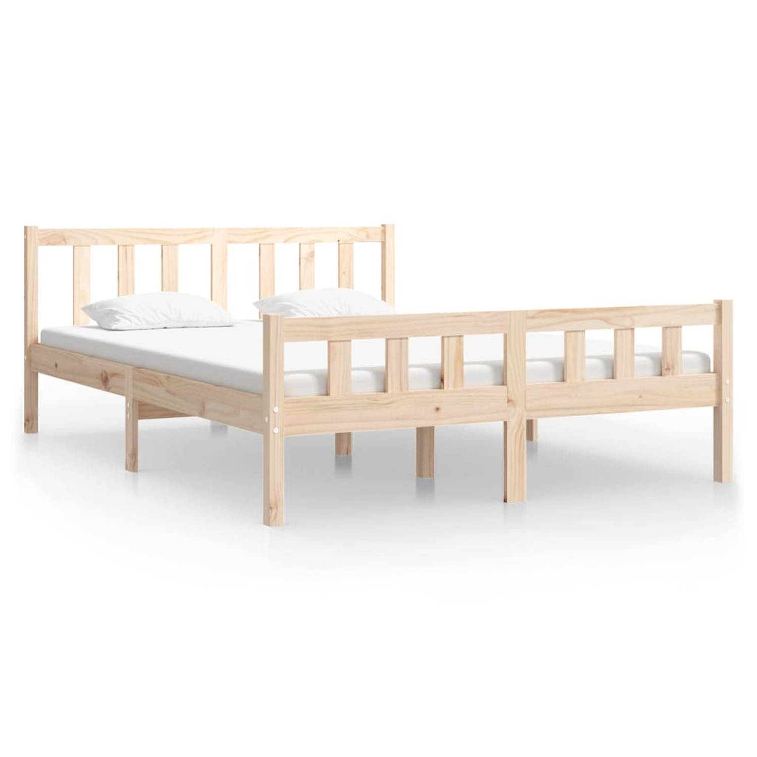 The Living Store Bedframe massief hout 140x190 cm - Bedframe - Bedframes - Tweepersoonsbed - Bed - Bedombouw - Dubbel Bed - Frame - Bed Frame - Ledikant - Houten Bedframe - Tweeper